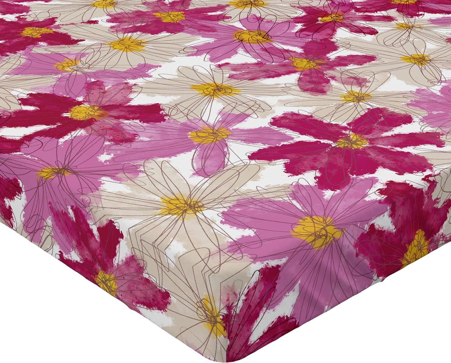 imageAmbesonne Floral Fitted Sheet Valentines Day Concept Art Pastel Repetitive Roses Pattern Plot Decorative Soft Bedding AllRound Elastic Pocket California King Dark Pink Blush and WhiteEggshell Magenta Pink