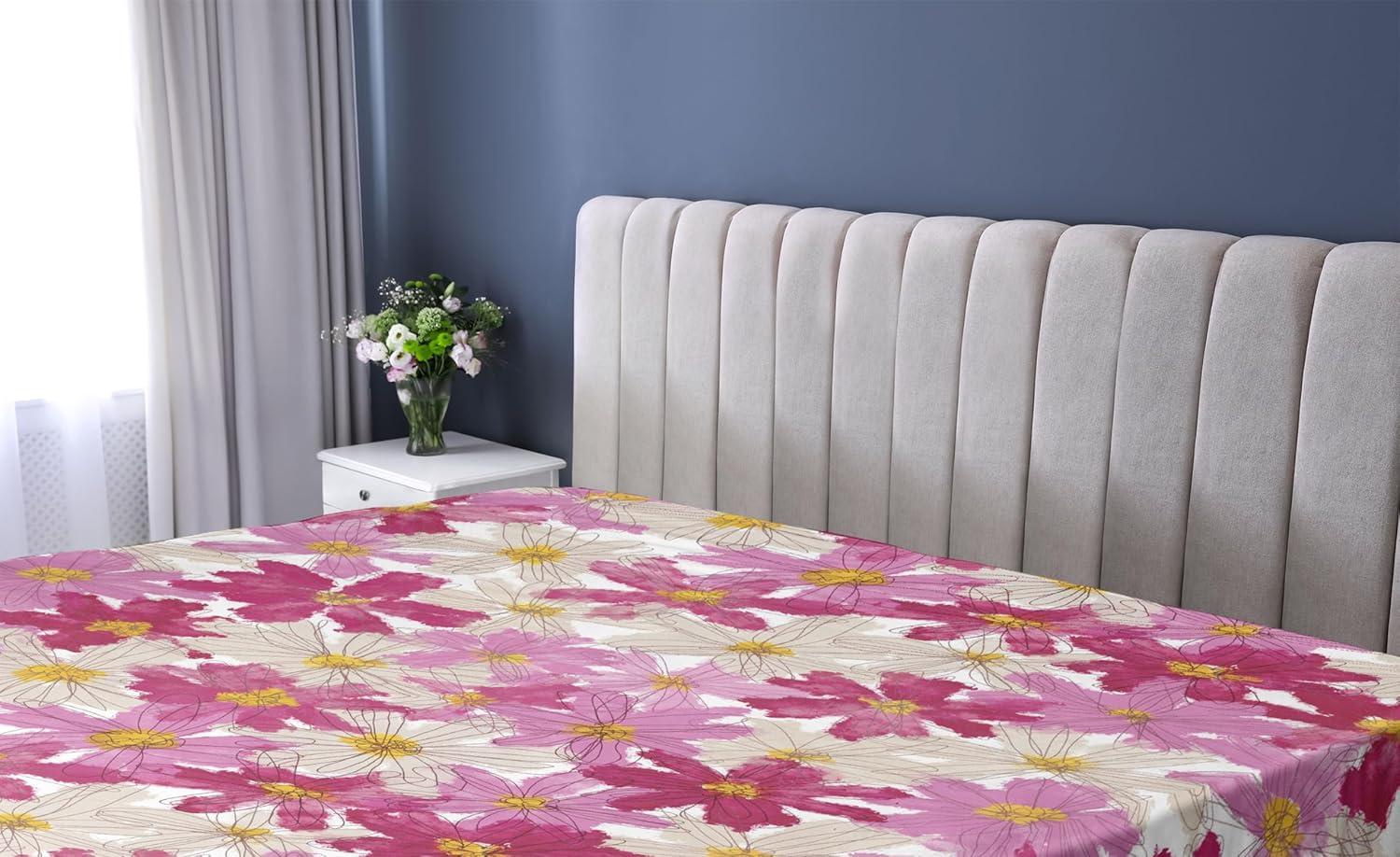 imageAmbesonne Floral Fitted Sheet Valentines Day Concept Art Pastel Repetitive Roses Pattern Plot Decorative Soft Bedding AllRound Elastic Pocket California King Dark Pink Blush and WhiteEggshell Magenta Pink