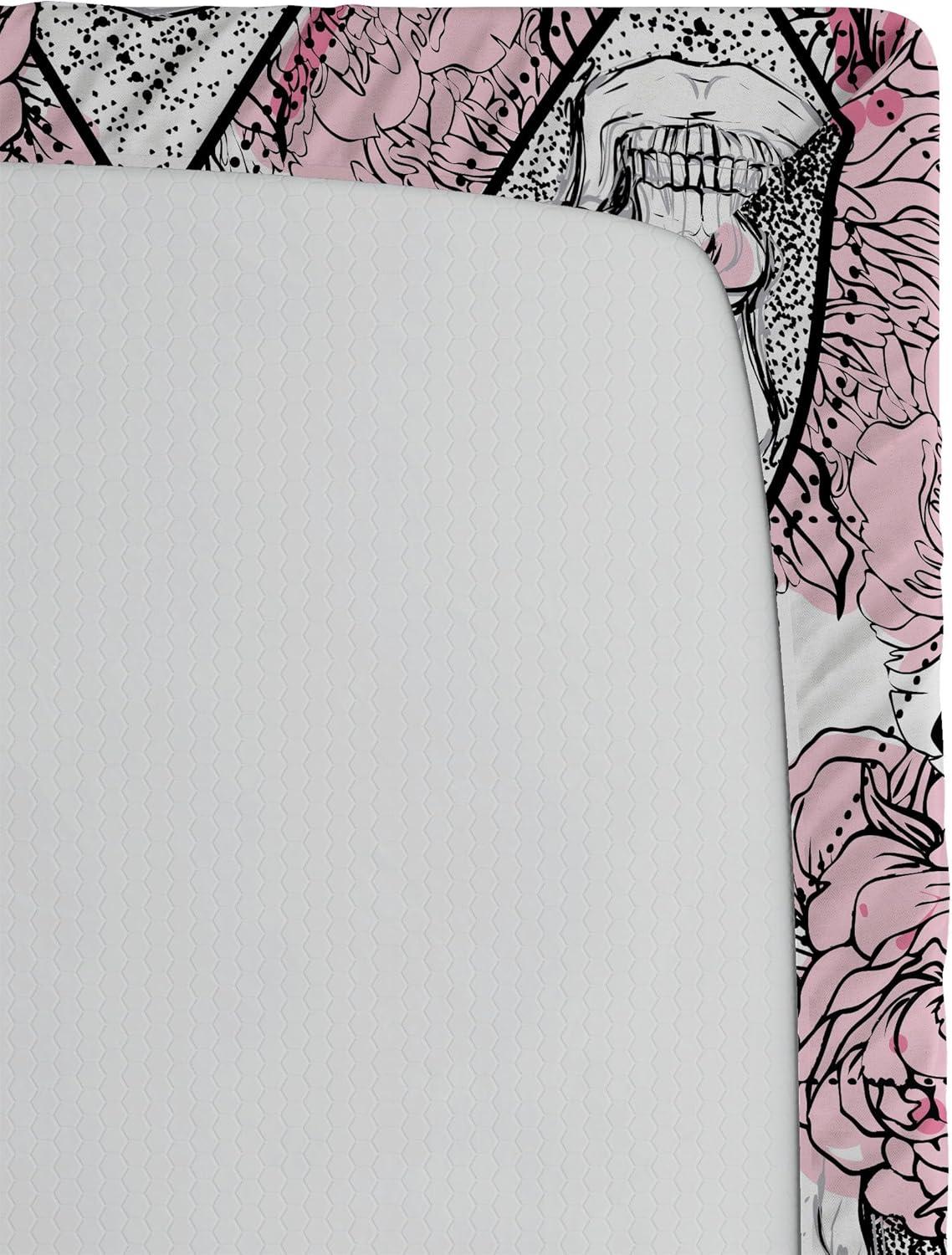 imageAmbesonne Floral Fitted Sheet Valentines Day Concept Art Pastel Repetitive Roses Pattern Plot Decorative Soft Bedding AllRound Elastic Pocket California King Dark Pink Blush and WhiteBlush White and Charcoal Grey