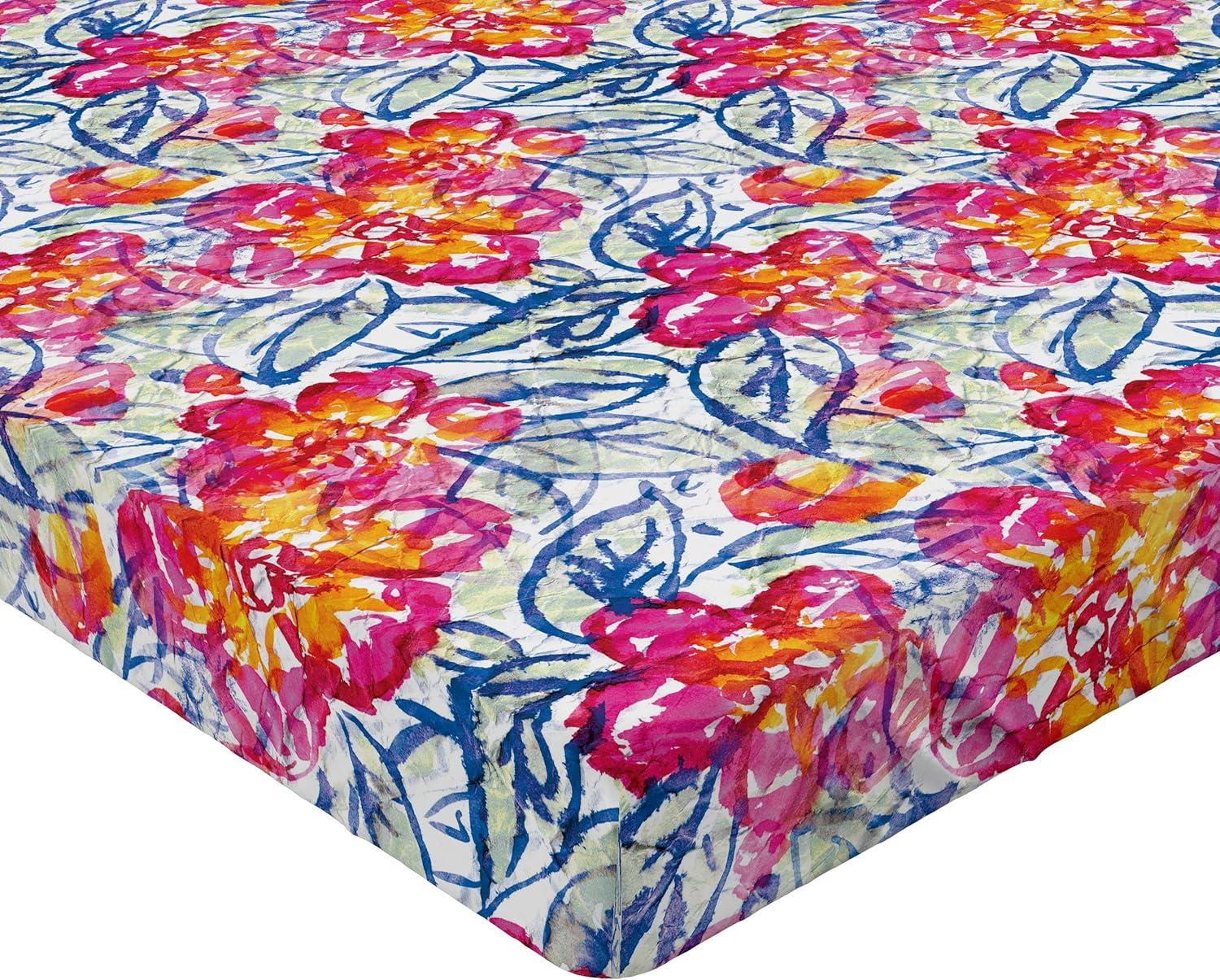 imageAmbesonne Floral Fitted Sheet Valentines Day Theme Grunge Style Repetitive Rose Flowers Abstract Decorative Soft Bedding AllRound Elastic Pocket California King Pale Fuchsia and SepiaHot Pink and Blue Violet