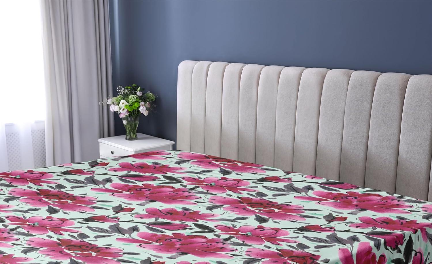 imageAmbesonne Floral Fitted Sheet Valentines Day Theme Grunge Style Repetitive Rose Flowers Abstract Decorative Soft Bedding AllRound Elastic Pocket California King Pale Fuchsia and SepiaDark Magenta Mint Green