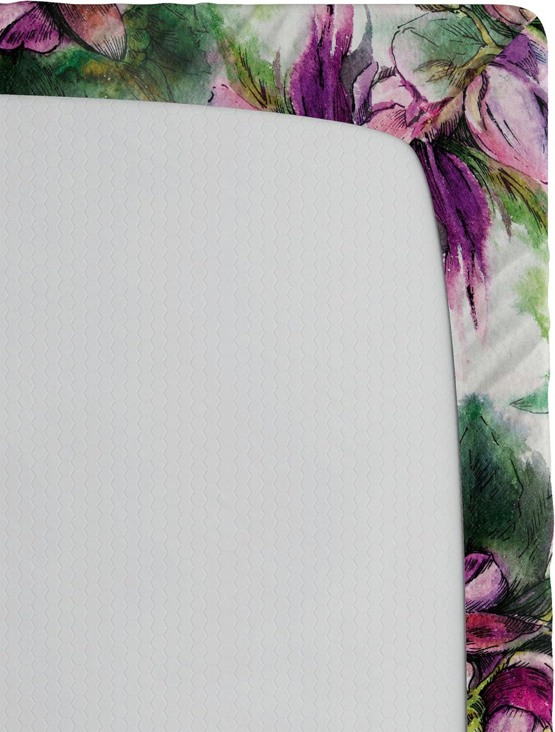 imageAmbesonne Floral Fitted Sheet Valentines Day Theme Grunge Style Repetitive Rose Flowers Abstract Decorative Soft Bedding AllRound Elastic Pocket California King Pale Fuchsia and SepiaPale Ruby and Reseda Green