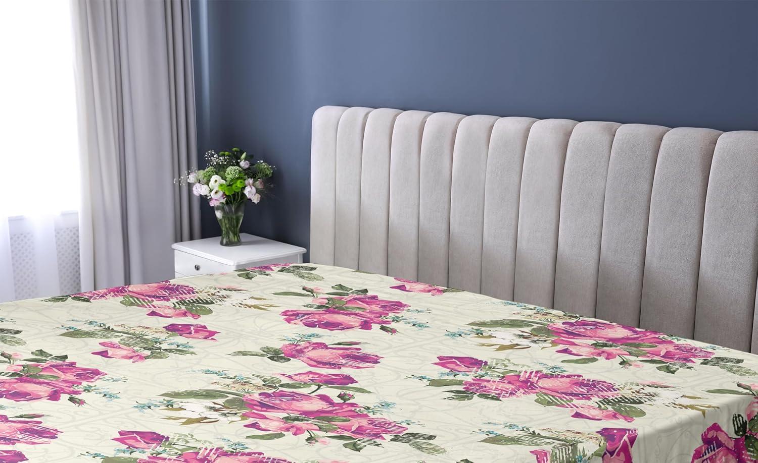 imageAmbesonne Floral Fitted Sheet Valentines Day Theme Grunge Style Repetitive Rose Flowers Abstract Decorative Soft Bedding AllRound Elastic Pocket California King Pale Fuchsia and SepiaPale Fuchsia and Sepia