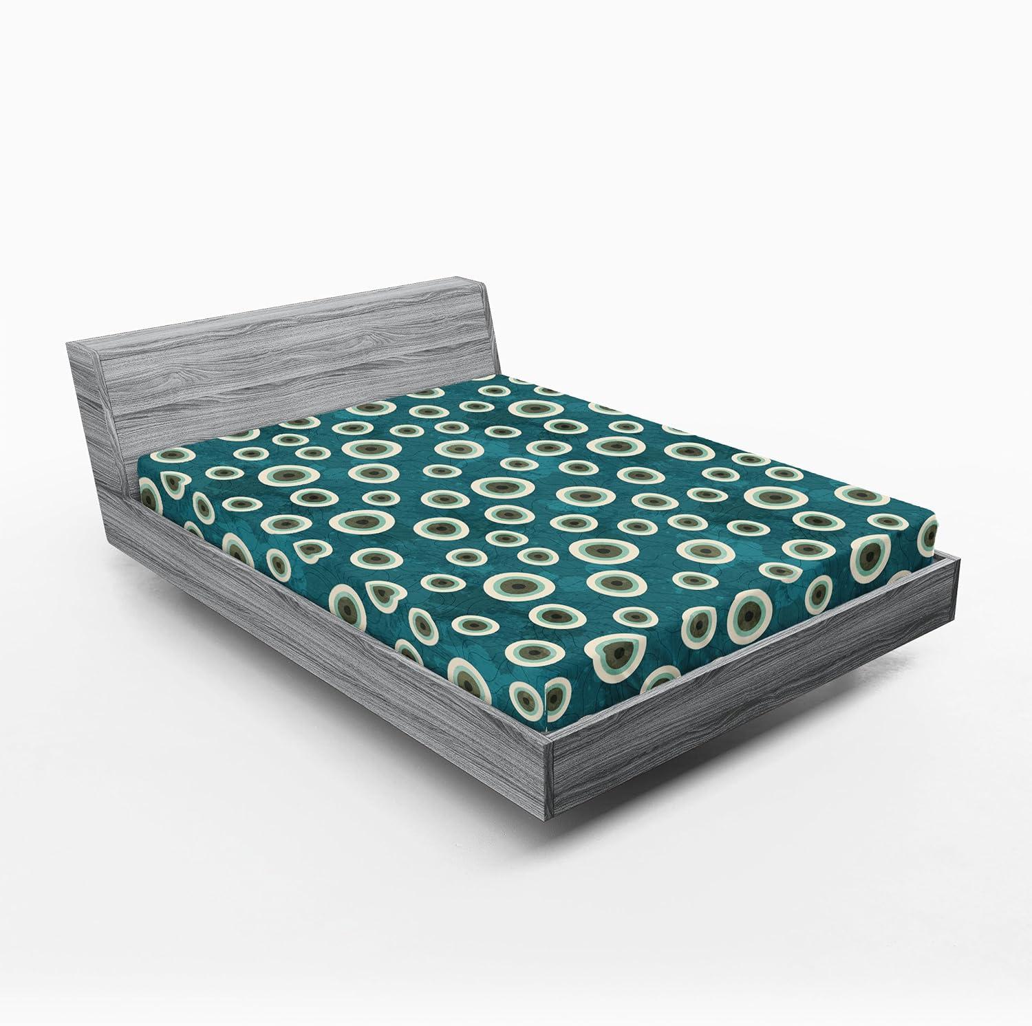 imageAmbesonne Floral Fitted Sheet Valentines Day Theme Grunge Style Repetitive Rose Flowers Abstract Decorative Soft Bedding AllRound Elastic Pocket California King Pale Fuchsia and SepiaDark Cadet Blue and Brown