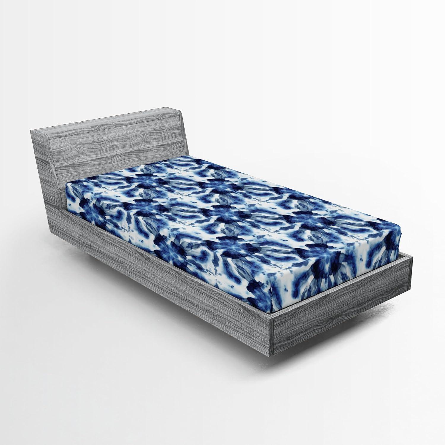 imageAmbesonne Floral Fitted Sheet Valentines Day Theme Grunge Style Repetitive Rose Flowers Abstract Decorative Soft Bedding AllRound Elastic Pocket California King Pale Fuchsia and SepiaDark Violet Blue and White