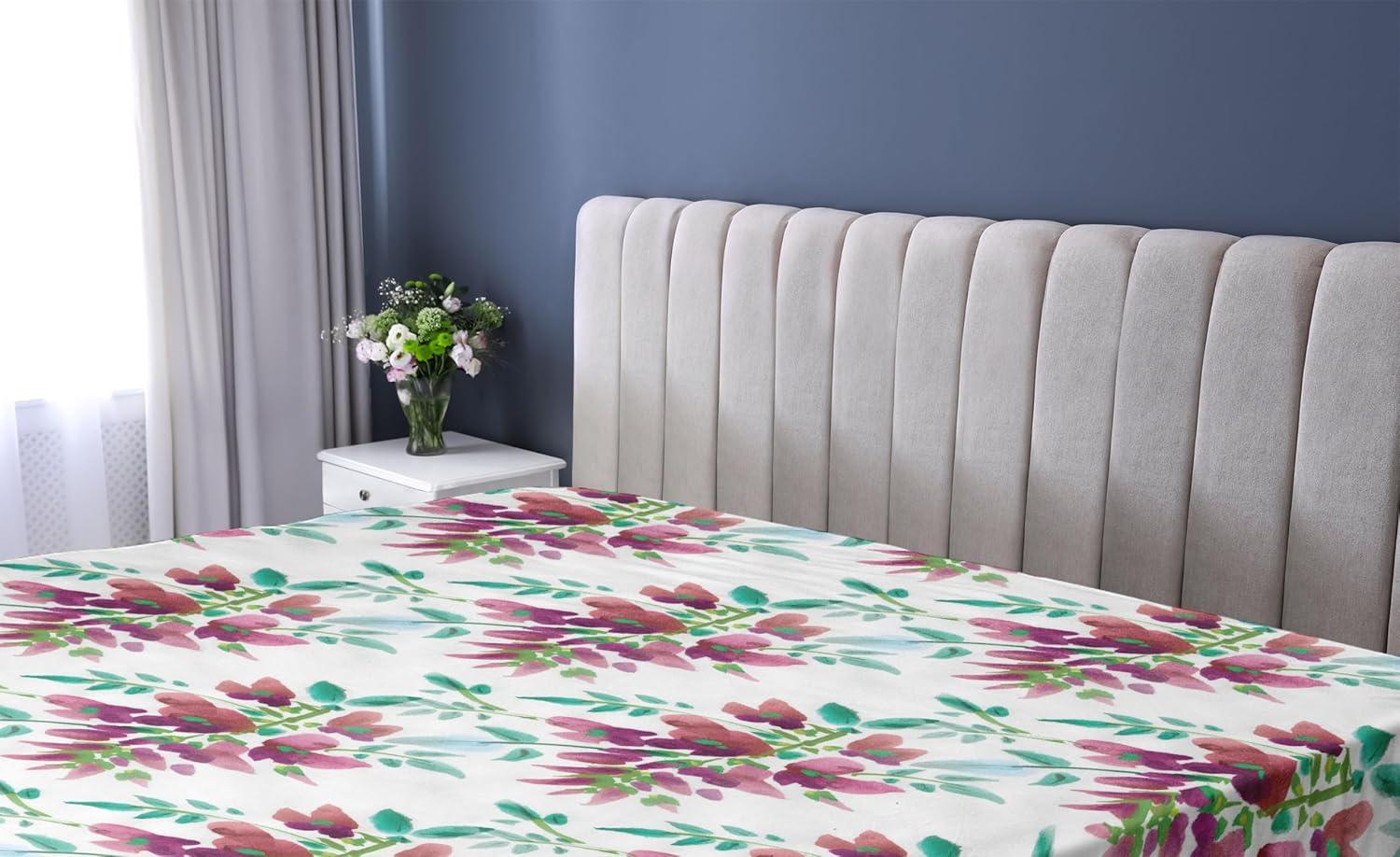 imageAmbesonne Floral Fitted Sheet Valentines Day Theme Grunge Style Repetitive Rose Flowers Abstract Decorative Soft Bedding AllRound Elastic Pocket California King Pale Fuchsia and SepiaPistachio Green and Ruby