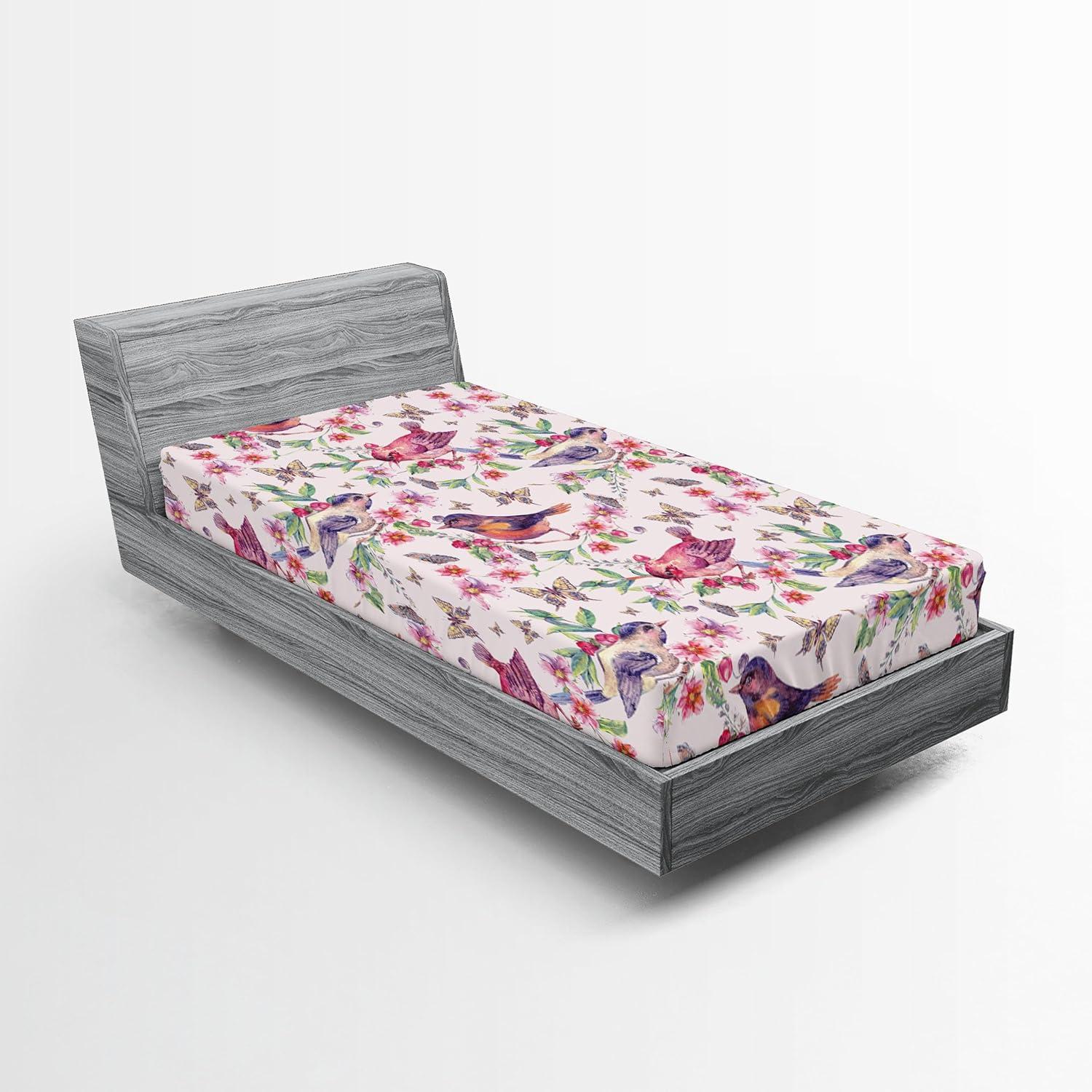imageAmbesonne Floral Fitted Sheet Valentines Day Theme Grunge Style Repetitive Rose Flowers Abstract Decorative Soft Bedding AllRound Elastic Pocket California King Pale Fuchsia and SepiaPastel Pink and Sage Green