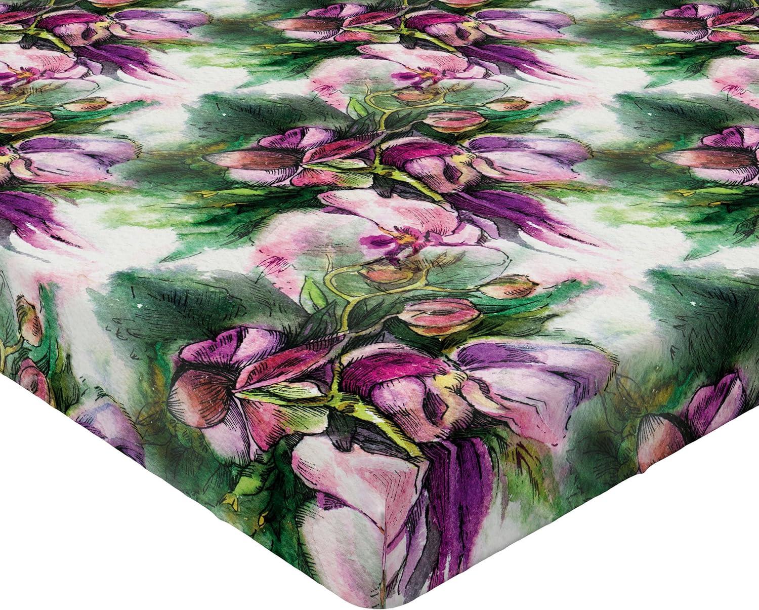 imageAmbesonne Floral Fitted Sheet Valentines Day Theme Grunge Style Repetitive Rose Flowers Abstract Decorative Soft Bedding AllRound Elastic Pocket California King Pale Fuchsia and SepiaPale Ruby and Reseda Green