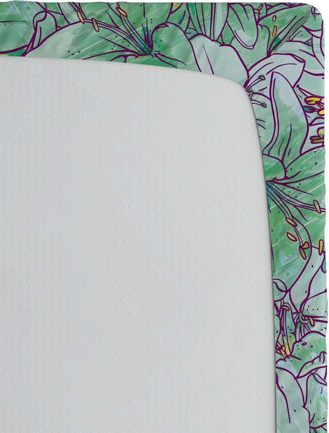 imageAmbesonne Floral Fitted Sheet Valentines Day Theme Grunge Style Repetitive Rose Flowers Abstract Decorative Soft Bedding AllRound Elastic Pocket California King Pale Fuchsia and SepiaPale Green and Earth Yellow