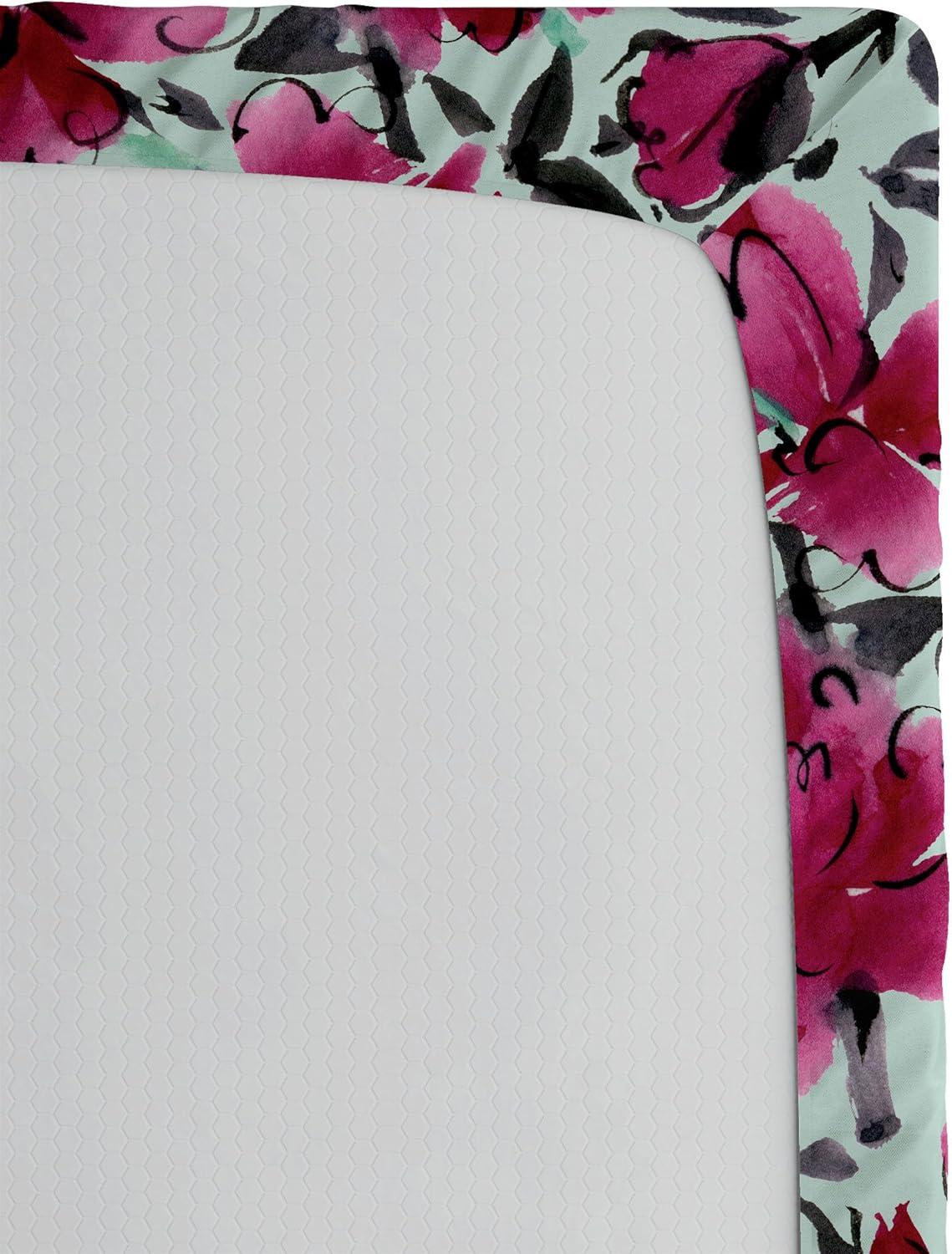 imageAmbesonne Floral Fitted Sheet Valentines Day Theme Grunge Style Repetitive Rose Flowers Abstract Decorative Soft Bedding AllRound Elastic Pocket California King Pale Fuchsia and SepiaDark Magenta Mint Green