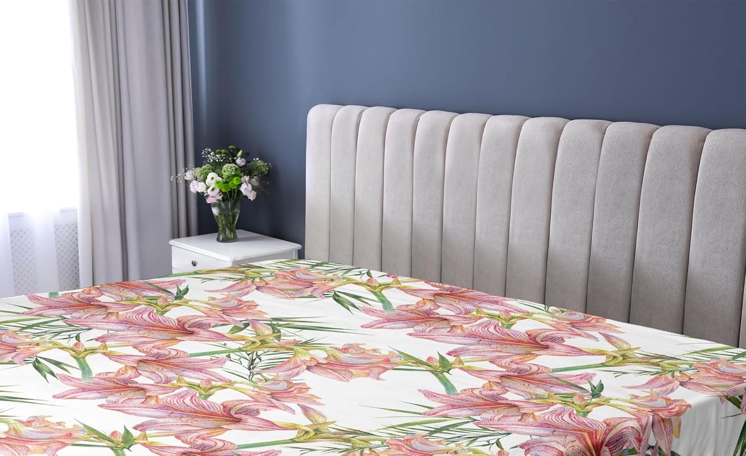 imageAmbesonne Floral Fitted Sheet Valentines Day Theme Grunge Style Repetitive Rose Flowers Abstract Decorative Soft Bedding AllRound Elastic Pocket California King Pale Fuchsia and SepiaRaspberry and Pistachio Green