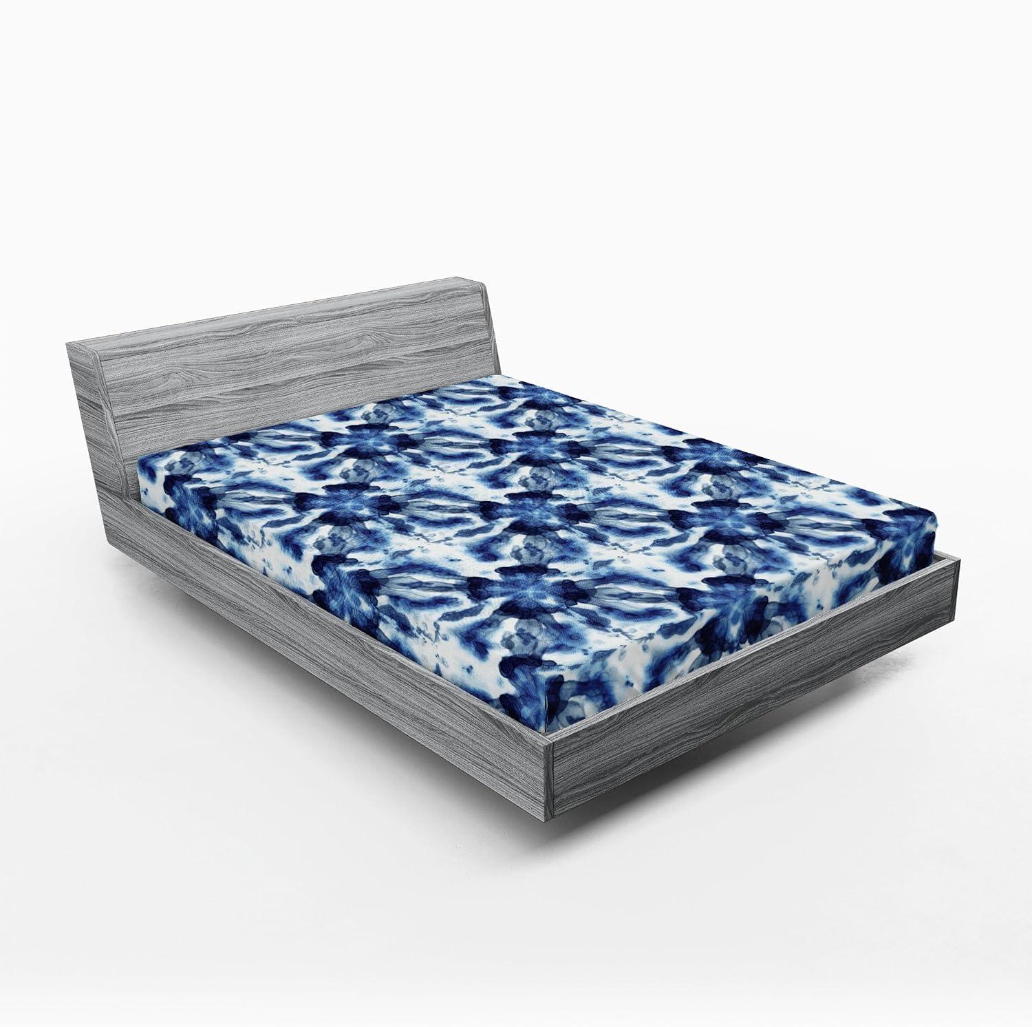 imageAmbesonne Floral Fitted Sheet Valentines Day Theme Grunge Style Repetitive Rose Flowers Abstract Decorative Soft Bedding AllRound Elastic Pocket California King Pale Fuchsia and SepiaDark Violet Blue and White