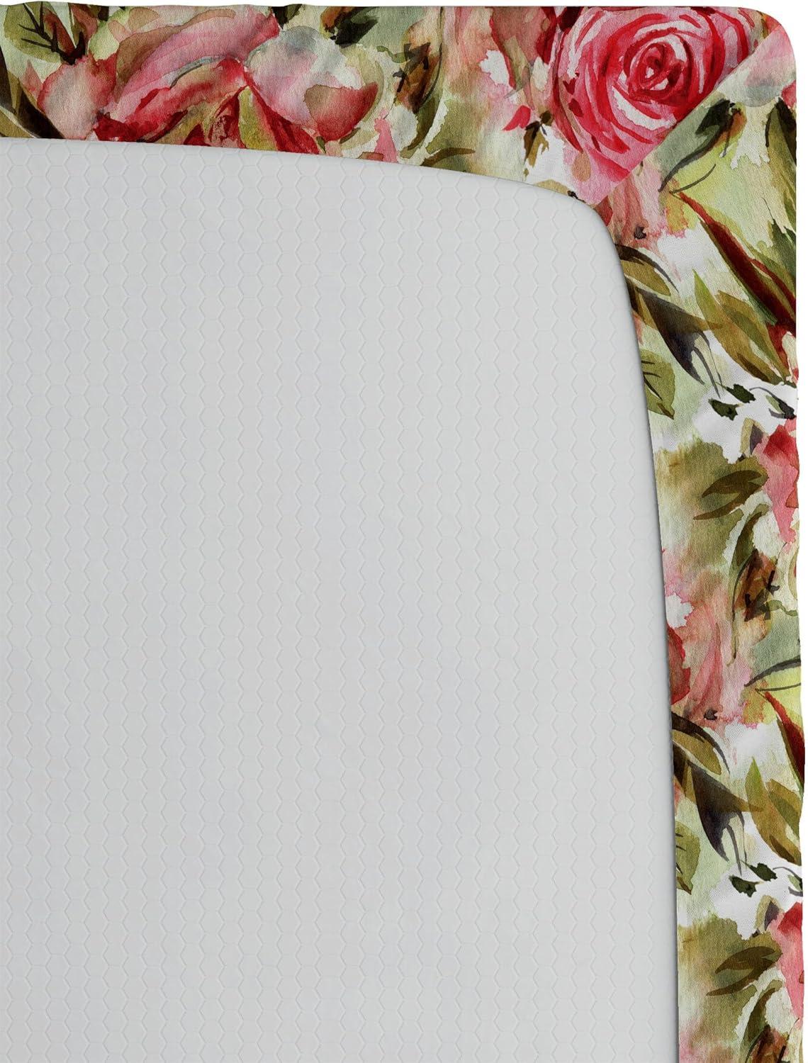 imageAmbesonne Floral Fitted Sheet Valentines Day Theme Grunge Style Repetitive Rose Flowers Abstract Decorative Soft Bedding AllRound Elastic Pocket California King Pale Fuchsia and SepiaDark Coral and Pale Camel