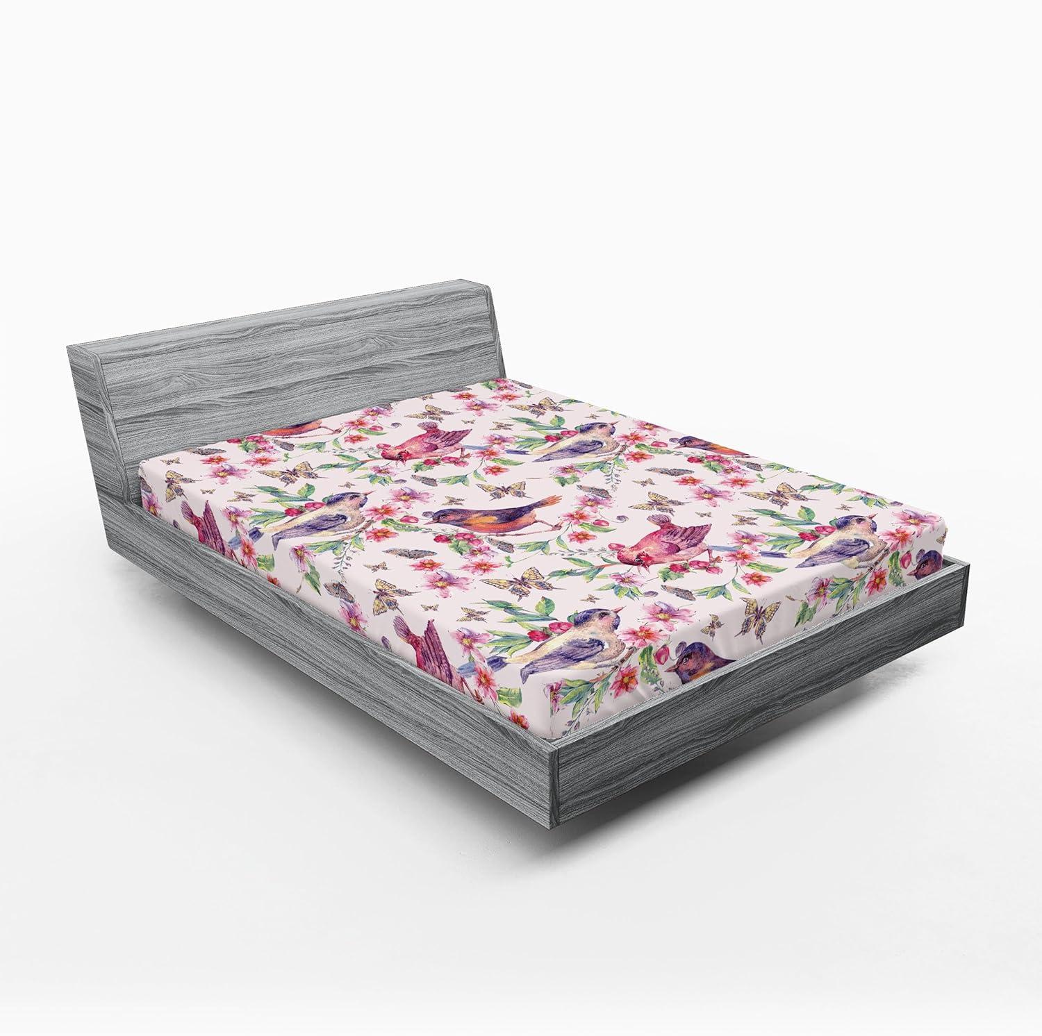 imageAmbesonne Floral Fitted Sheet Valentines Day Theme Grunge Style Repetitive Rose Flowers Abstract Decorative Soft Bedding AllRound Elastic Pocket California King Pale Fuchsia and SepiaPastel Pink and Sage Green