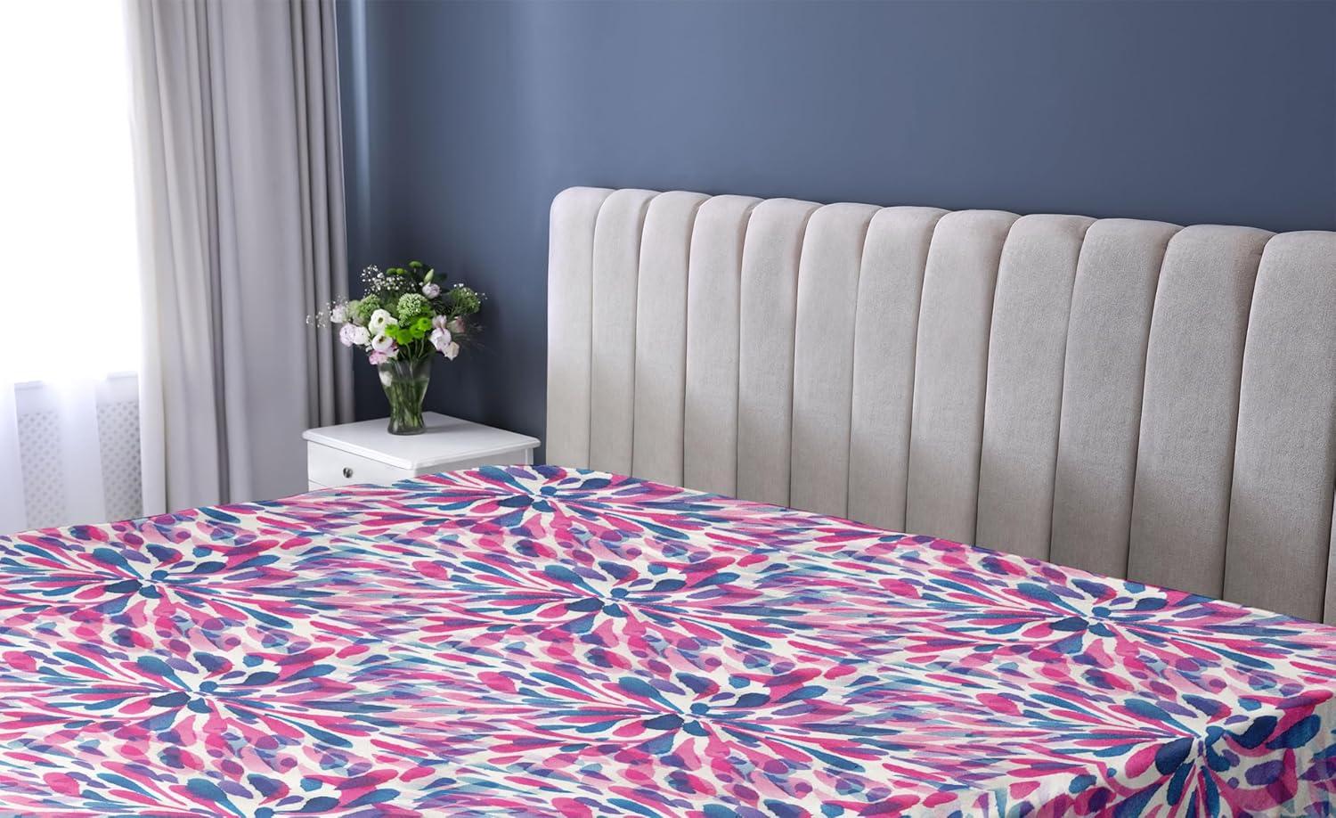 imageAmbesonne Floral Fitted Sheet Valentines Day Theme Grunge Style Repetitive Rose Flowers Abstract Decorative Soft Bedding AllRound Elastic Pocket California King Pale Fuchsia and SepiaHot Pink and Night Blue