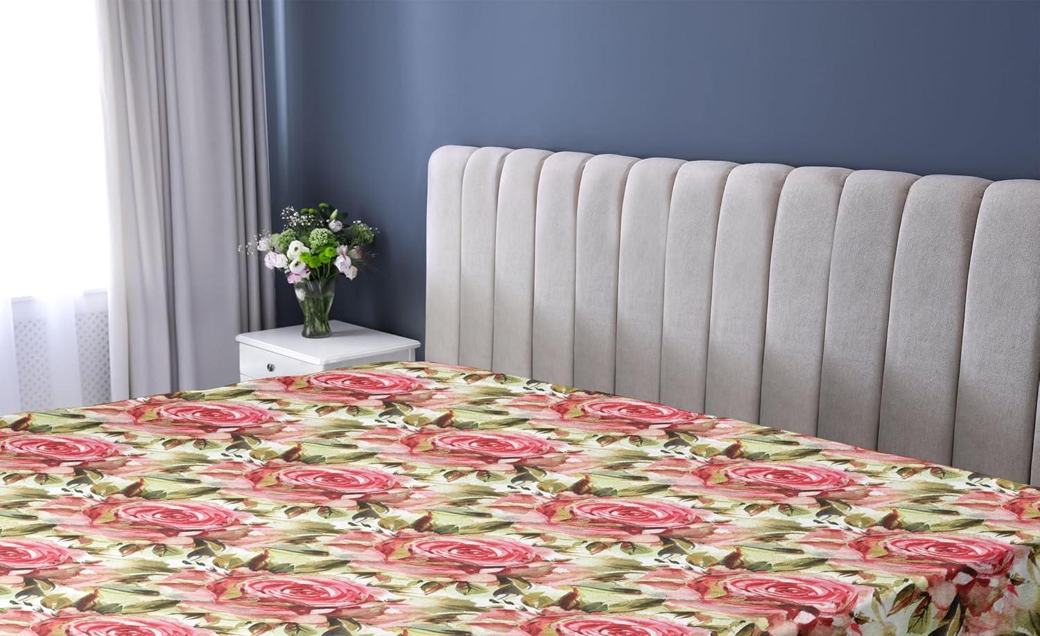 imageAmbesonne Floral Fitted Sheet Valentines Day Theme Grunge Style Repetitive Rose Flowers Abstract Decorative Soft Bedding AllRound Elastic Pocket California King Pale Fuchsia and SepiaDark Coral and Pale Camel