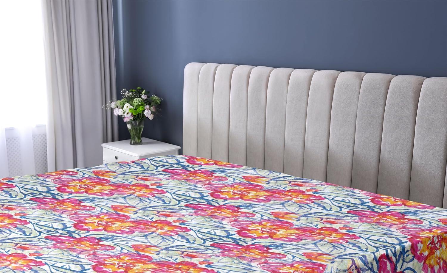 imageAmbesonne Floral Fitted Sheet Valentines Day Theme Grunge Style Repetitive Rose Flowers Abstract Decorative Soft Bedding AllRound Elastic Pocket California King Pale Fuchsia and SepiaHot Pink and Blue Violet