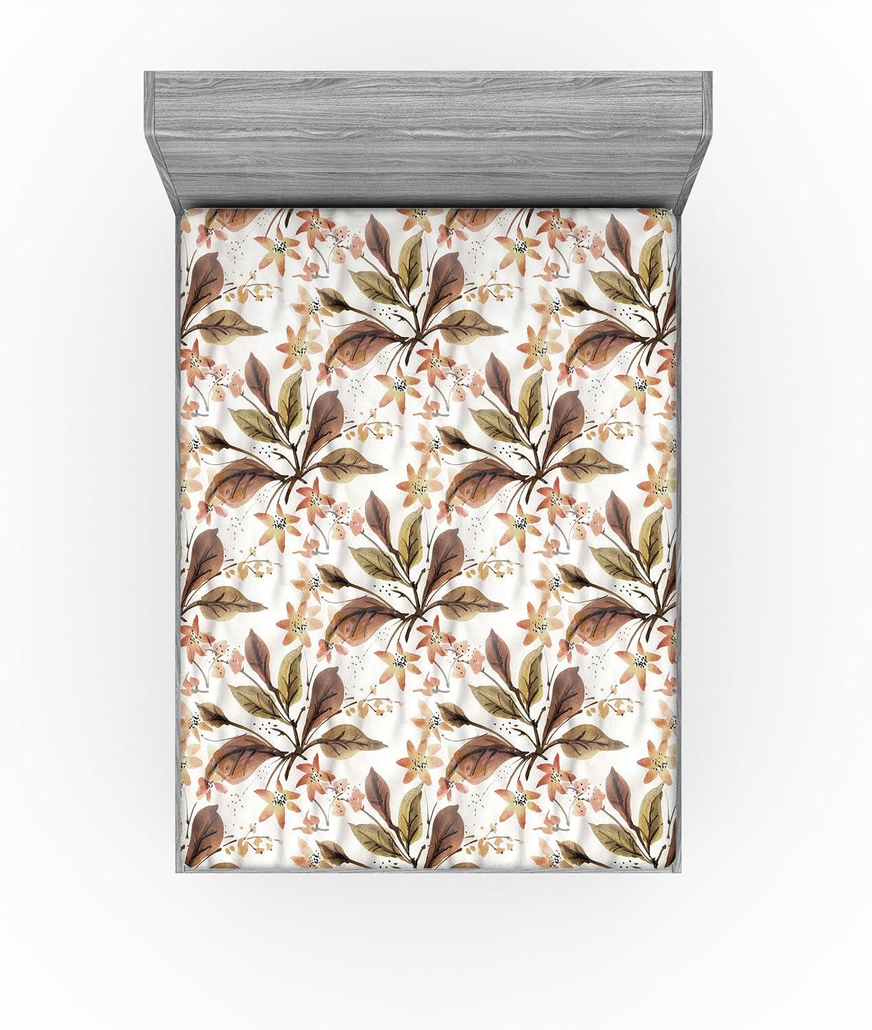 imageAmbesonne Floral Fitted Sheet Valentines Day Theme Grunge Style Repetitive Rose Flowers Abstract Decorative Soft Bedding AllRound Elastic Pocket California King Pale Fuchsia and SepiaBurnt Sienna Sand Brown