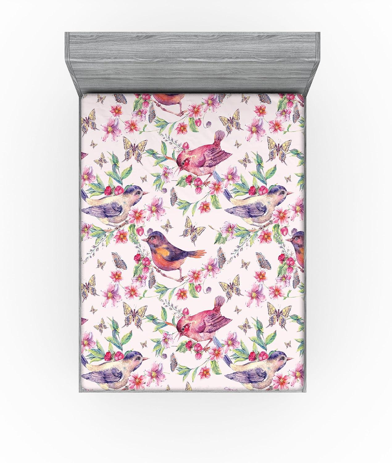 imageAmbesonne Floral Fitted Sheet Valentines Day Theme Grunge Style Repetitive Rose Flowers Abstract Decorative Soft Bedding AllRound Elastic Pocket California King Pale Fuchsia and SepiaPastel Pink and Sage Green