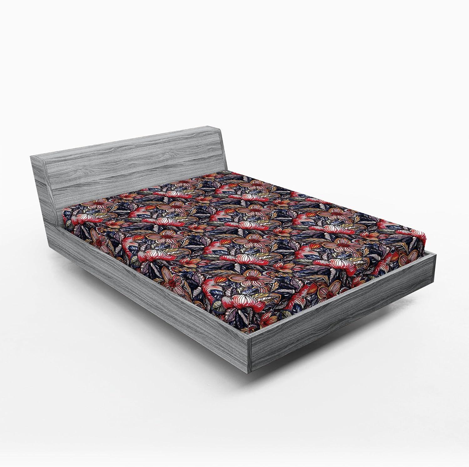 imageAmbesonne Floral Fitted Sheet Valentines Day Theme Grunge Style Repetitive Rose Flowers Abstract Decorative Soft Bedding AllRound Elastic Pocket California King Pale Fuchsia and SepiaScarlet and Lavender Blue