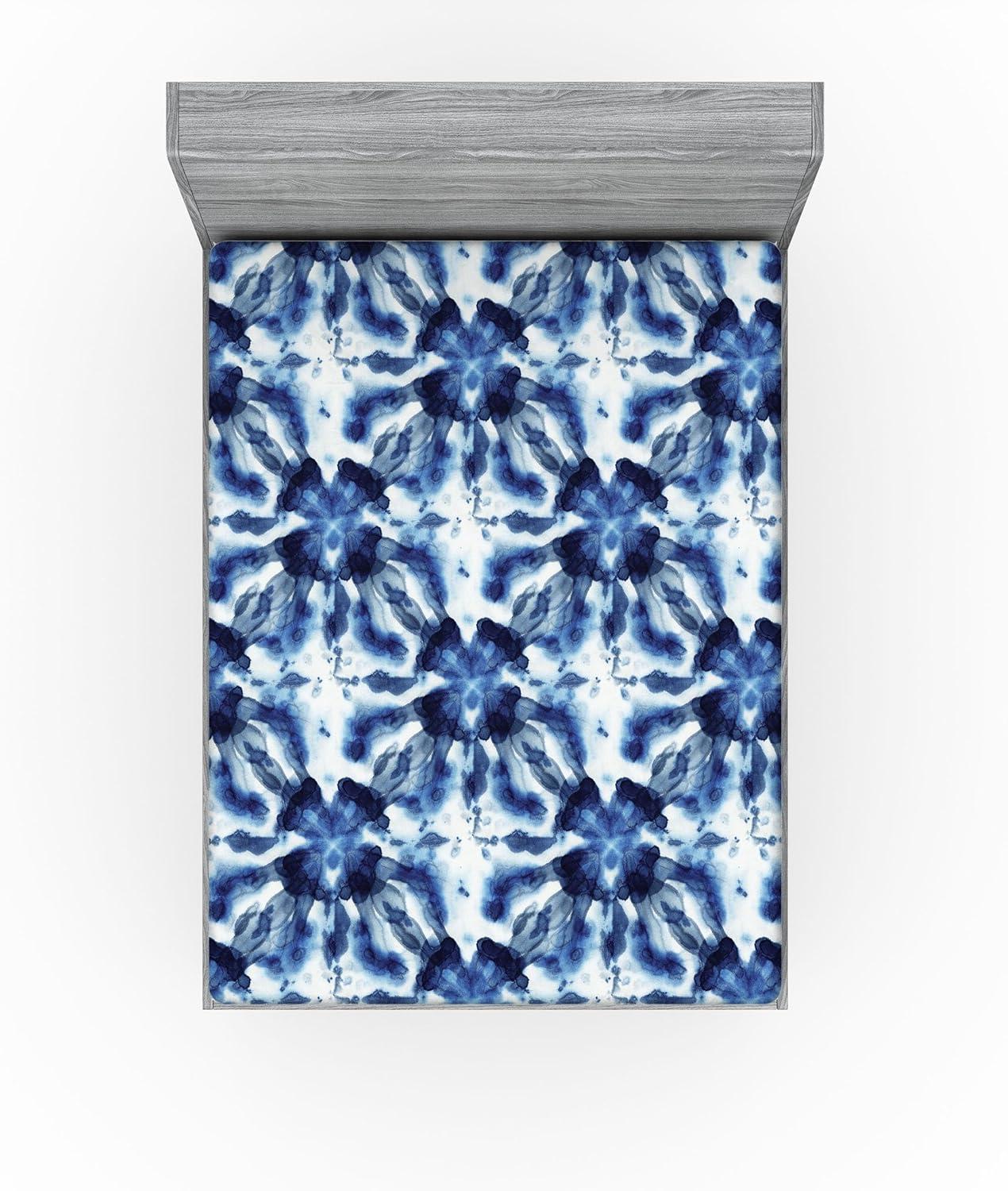 imageAmbesonne Floral Fitted Sheet Valentines Day Theme Grunge Style Repetitive Rose Flowers Abstract Decorative Soft Bedding AllRound Elastic Pocket California King Pale Fuchsia and SepiaDark Violet Blue and White
