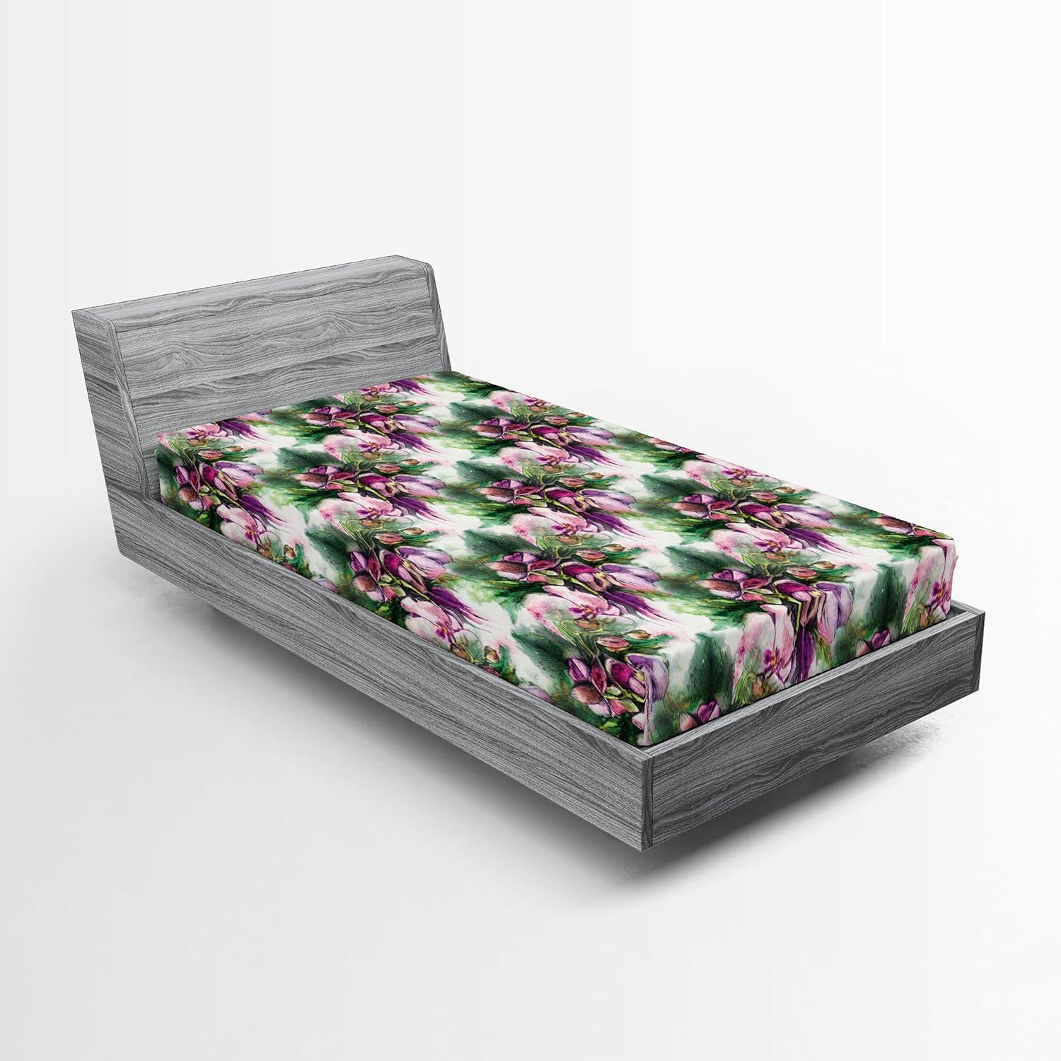 imageAmbesonne Floral Fitted Sheet Valentines Day Theme Grunge Style Repetitive Rose Flowers Abstract Decorative Soft Bedding AllRound Elastic Pocket California King Pale Fuchsia and SepiaPale Ruby and Reseda Green