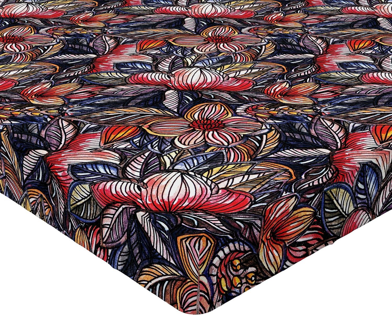 imageAmbesonne Floral Fitted Sheet Valentines Day Theme Grunge Style Repetitive Rose Flowers Abstract Decorative Soft Bedding AllRound Elastic Pocket California King Pale Fuchsia and SepiaScarlet and Lavender Blue