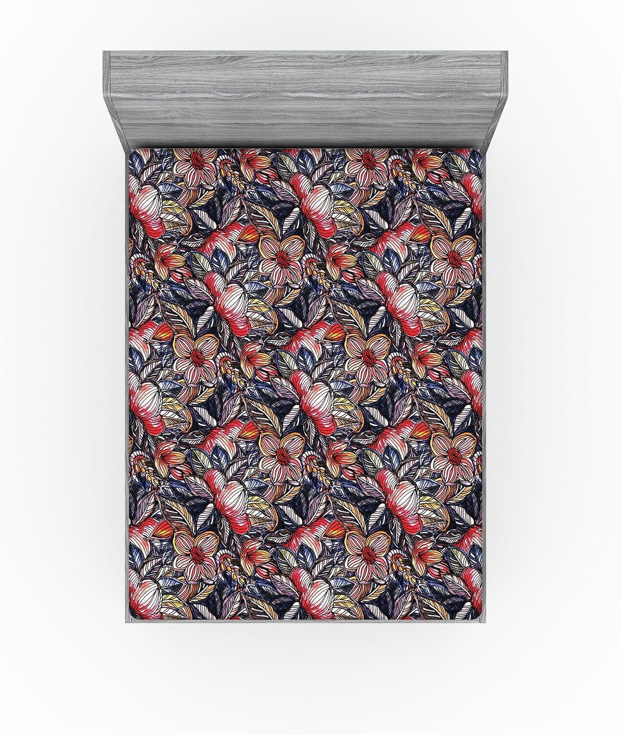 imageAmbesonne Floral Fitted Sheet Valentines Day Theme Grunge Style Repetitive Rose Flowers Abstract Decorative Soft Bedding AllRound Elastic Pocket California King Pale Fuchsia and SepiaScarlet and Lavender Blue
