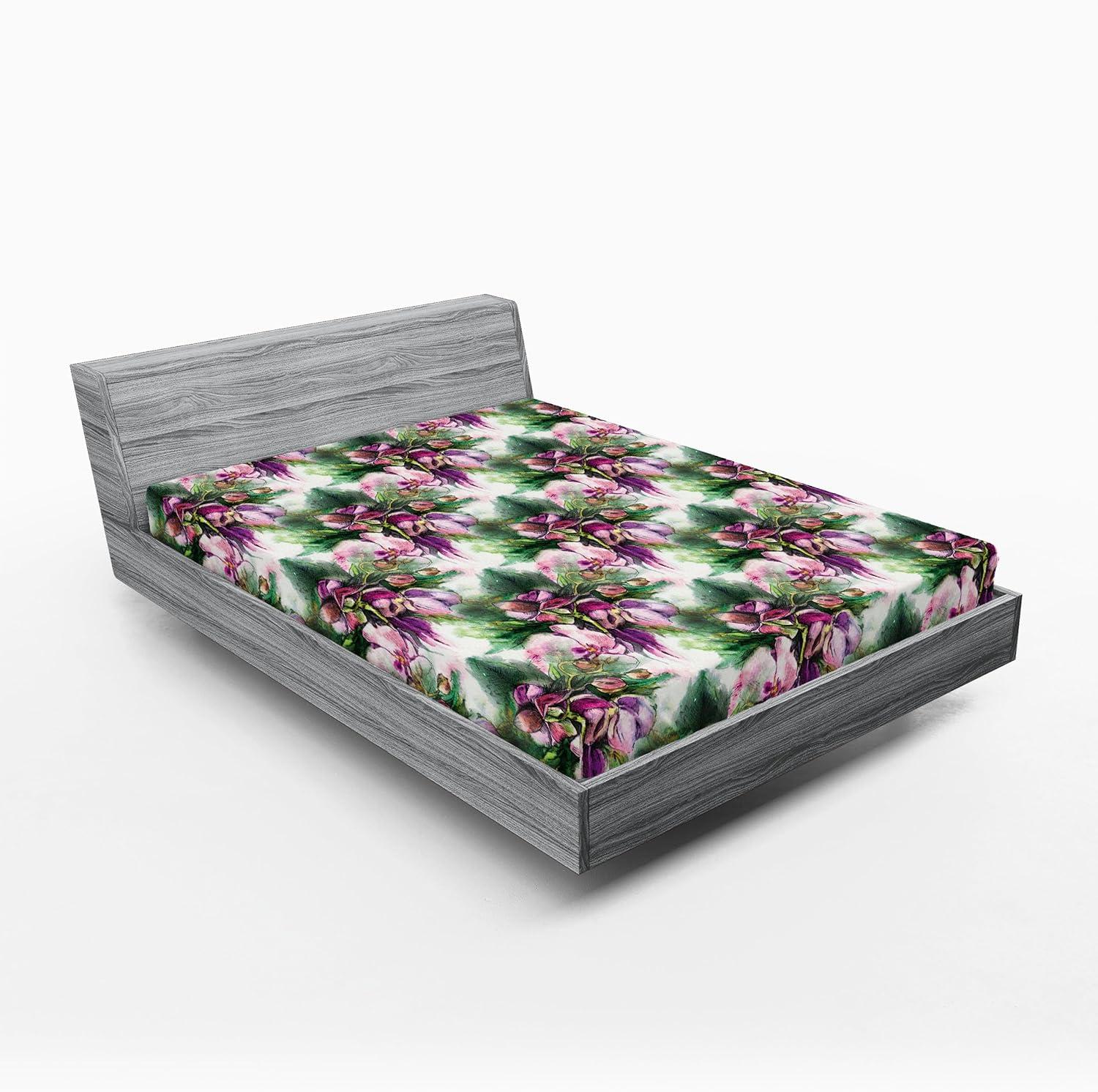 imageAmbesonne Floral Fitted Sheet Valentines Day Theme Grunge Style Repetitive Rose Flowers Abstract Decorative Soft Bedding AllRound Elastic Pocket California King Pale Fuchsia and SepiaPale Ruby and Reseda Green