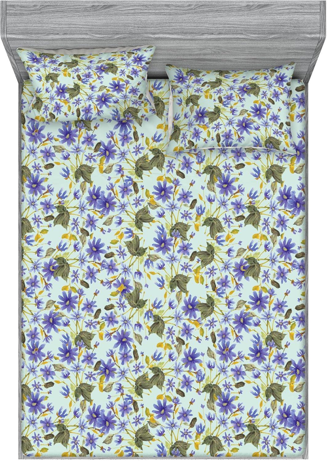imageAmbesonne Floral Fitted Sheet amp Pillow Sham Set Realistic Painting Print A Million Roses to My Love Valentines Day Decorative Printed 3 Piece Bedding Decor Set Full Pale Pink Dark Pink and EcruMustard Coral Sage Green