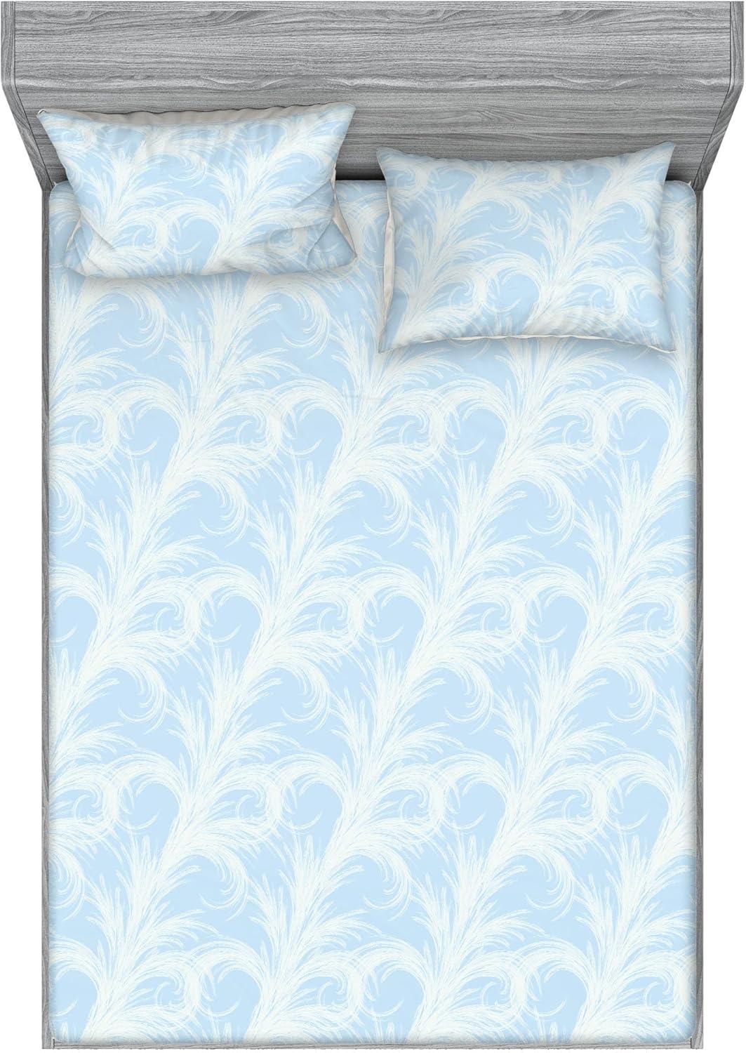 imageAmbesonne Floral Fitted Sheet amp Pillow Sham Set Realistic Painting Print A Million Roses to My Love Valentines Day Decorative Printed 3 Piece Bedding Decor Set Full Pale Pink Dark Pink and EcruSoft Blue Off White