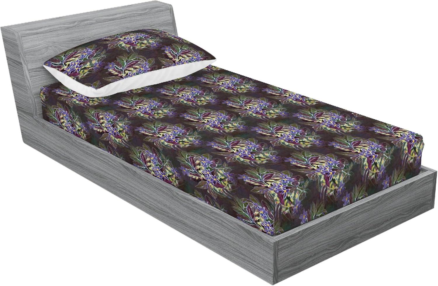 imageAmbesonne Floral Fitted Sheet amp Pillow Sham Set Realistic Painting Print A Million Roses to My Love Valentines Day Decorative Printed 3 Piece Bedding Decor Set Full Pale Pink Dark Pink and EcruLilac Plum and Laurel Green