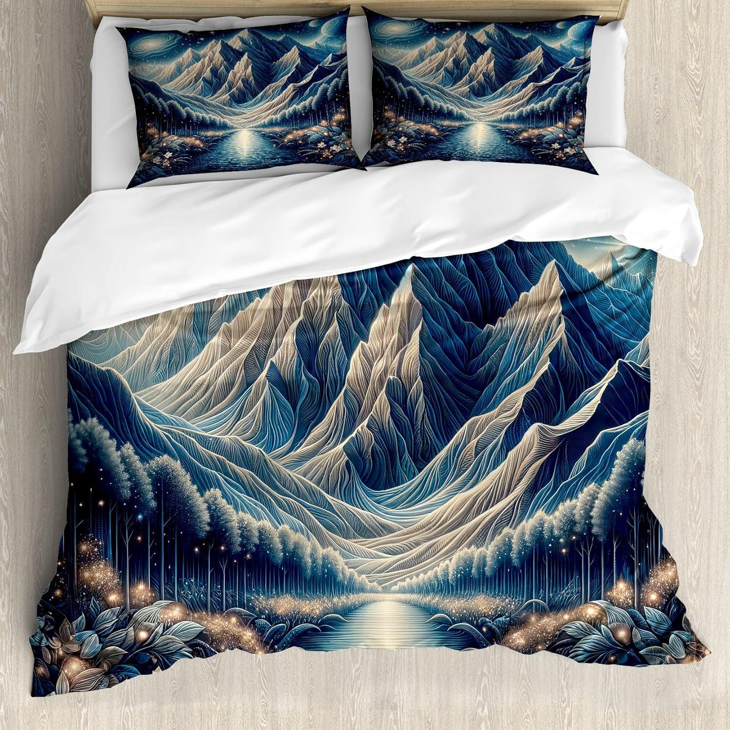 imageAmbesonne Floral Heart Duvet Cover Set Tenderness of Romantic Garden Ivy Branches and Roses Valentines Day Decorative 3 Piece Bedding Set with 2 Pillow Shams Queen Size Laurel Green and PinkNight Blue and Coconut