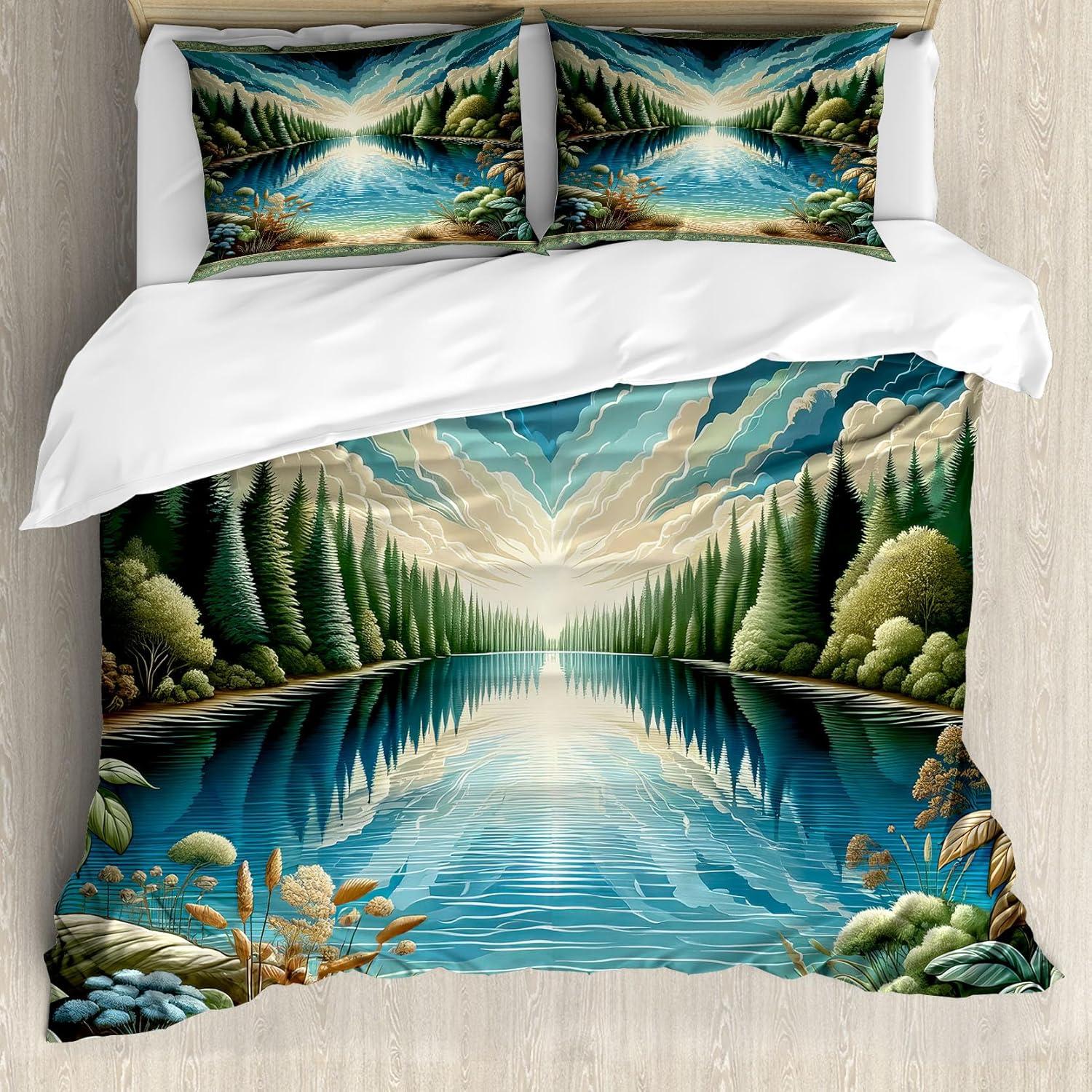 imageAmbesonne Floral Heart Duvet Cover Set Tenderness of Romantic Garden Ivy Branches and Roses Valentines Day Decorative 3 Piece Bedding Set with 2 Pillow Shams Queen Size Laurel Green and PinkGreen Blue