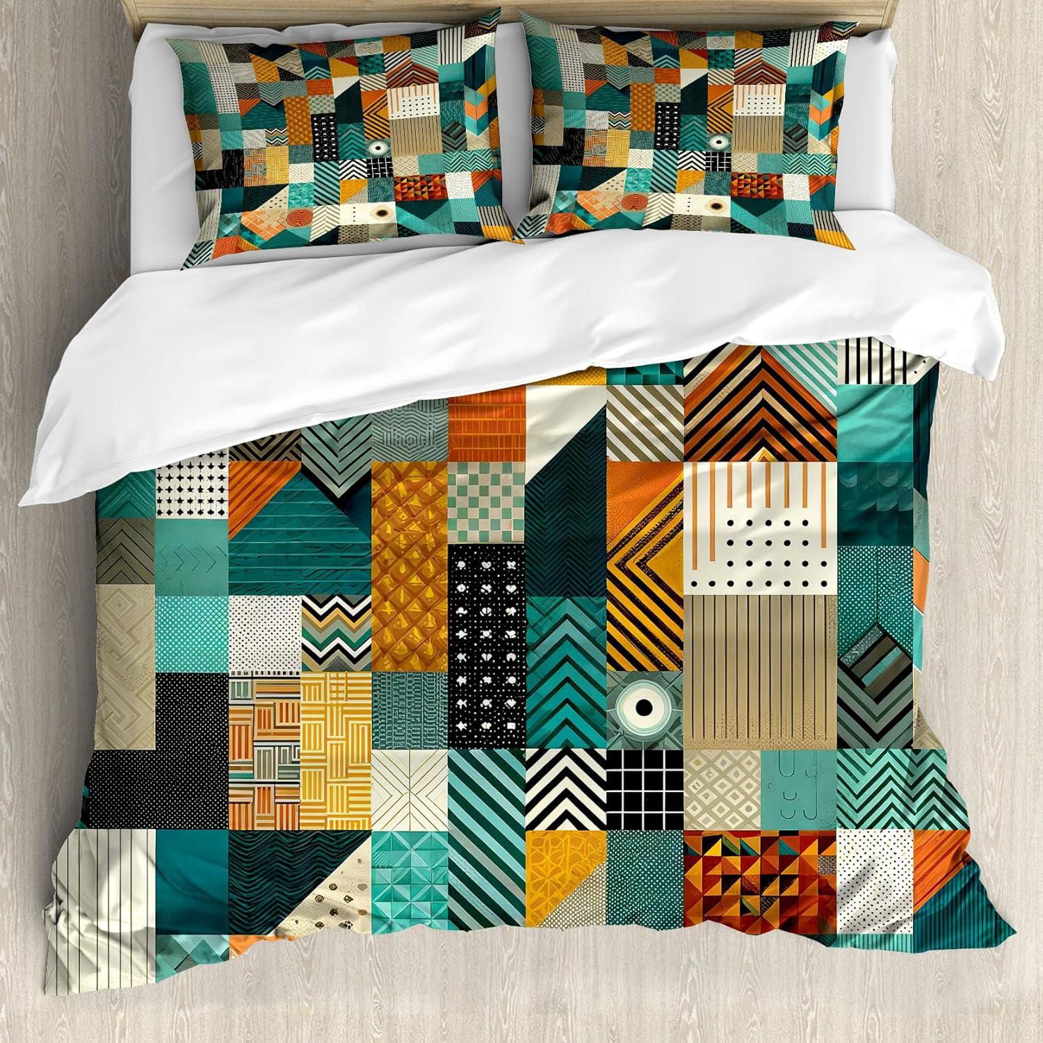 imageAmbesonne Floral Heart Duvet Cover Set Tenderness of Romantic Garden Ivy Branches and Roses Valentines Day Decorative 3 Piece Bedding Set with 2 Pillow Shams Queen Size Laurel Green and PinkTeal Orange Multicolor