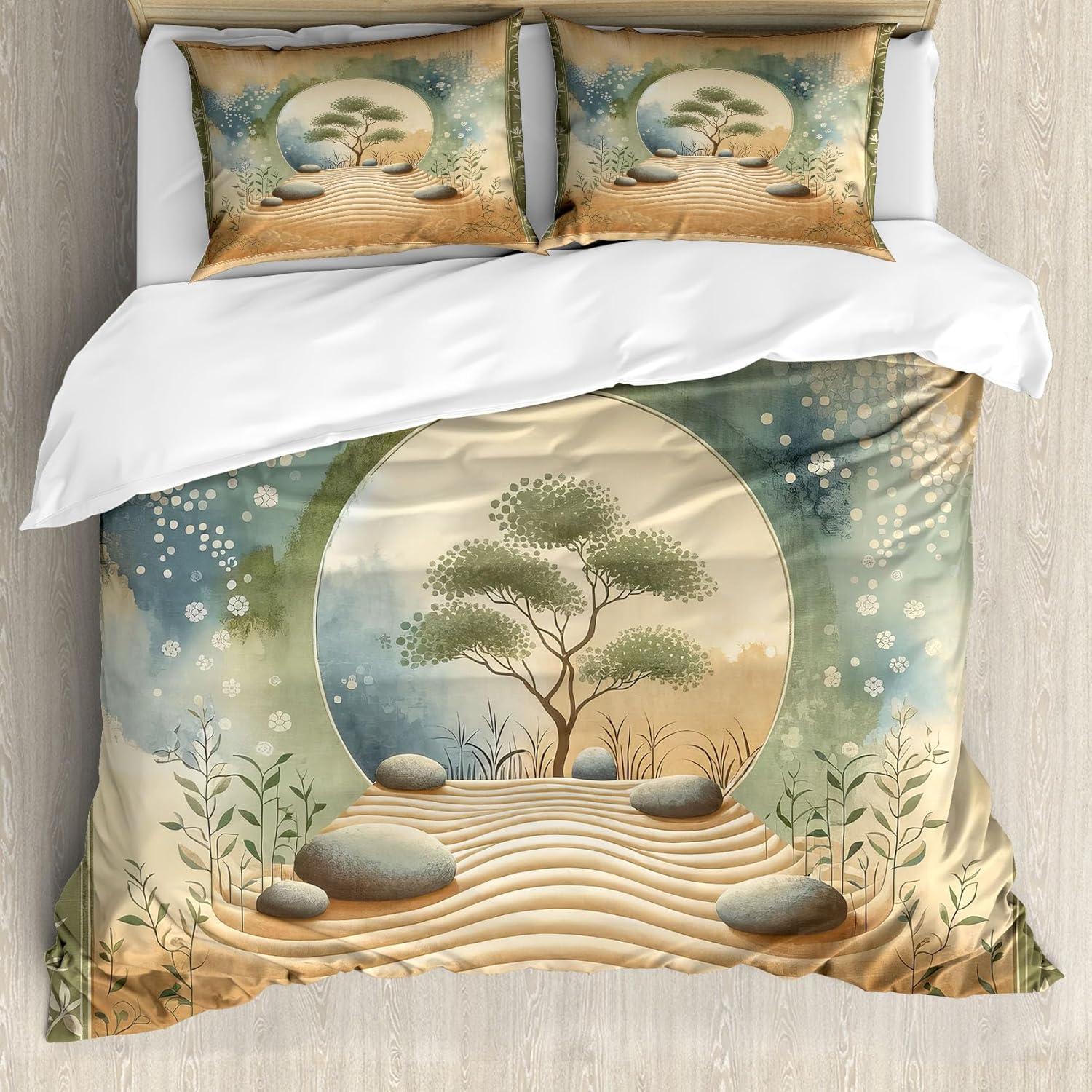 imageAmbesonne Floral Heart Duvet Cover Set Tenderness of Romantic Garden Ivy Branches and Roses Valentines Day Decorative 3 Piece Bedding Set with 2 Pillow Shams Queen Size Laurel Green and PinkCamel Reseda Green Blue