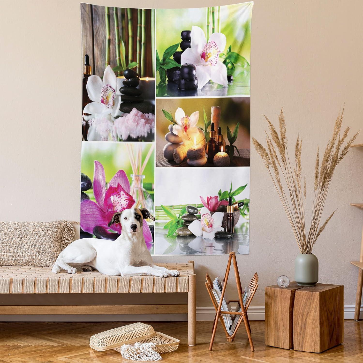 imageAmbesonne Forest Tapestry Mystic Dark Fog Atmosphere Deep in The Forest Woodland Nobody Silence Image Wide Wall Hanging for Bedroom Living Room Dorm 60 X 40 Brown Orange GreenGreen Fuchsia