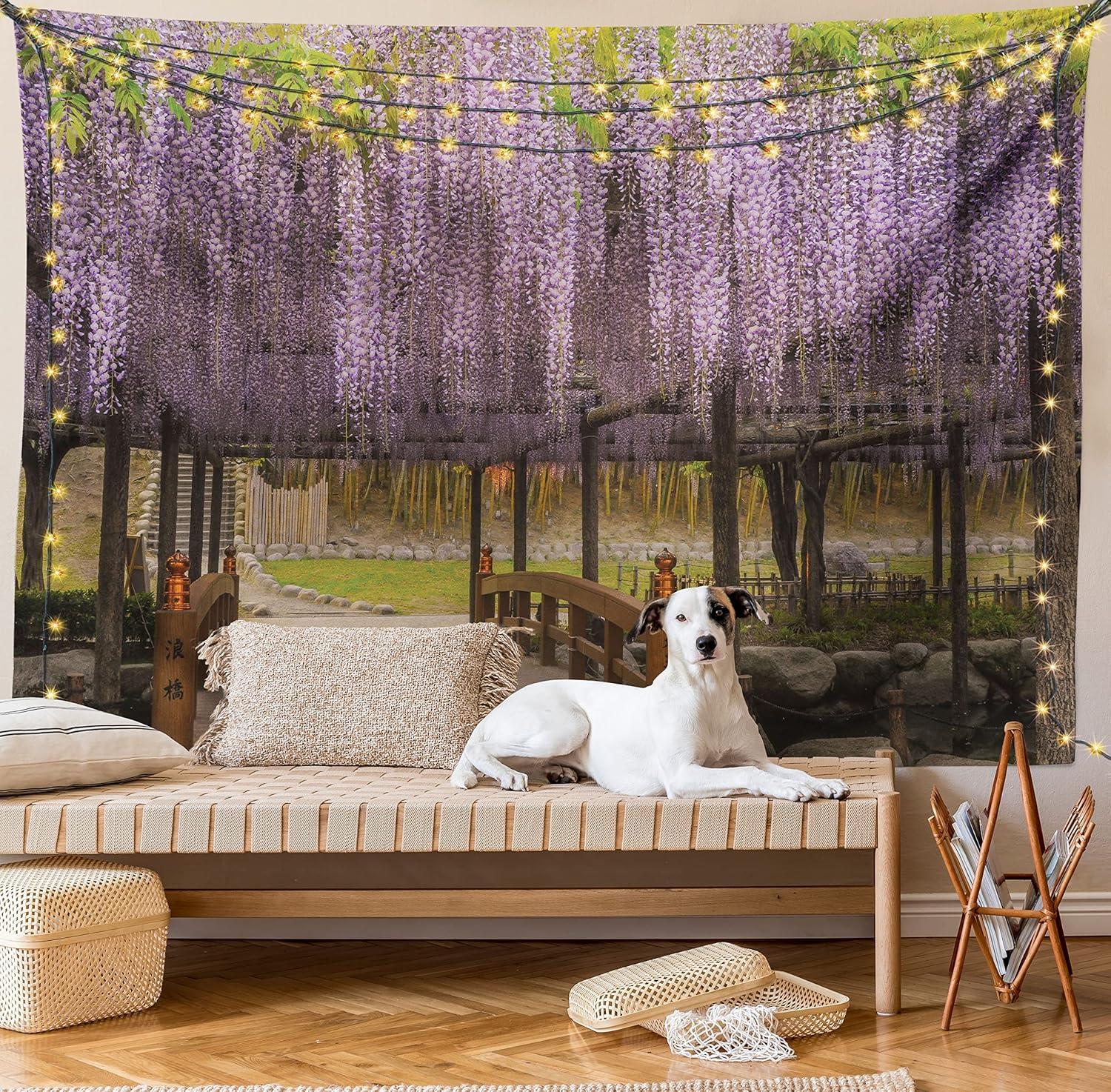 imageAmbesonne Forest Tapestry Mystic Dark Fog Atmosphere Deep in The Forest Woodland Nobody Silence Image Wide Wall Hanging for Bedroom Living Room Dorm 60 X 40 Brown Orange GreenPurple Brown