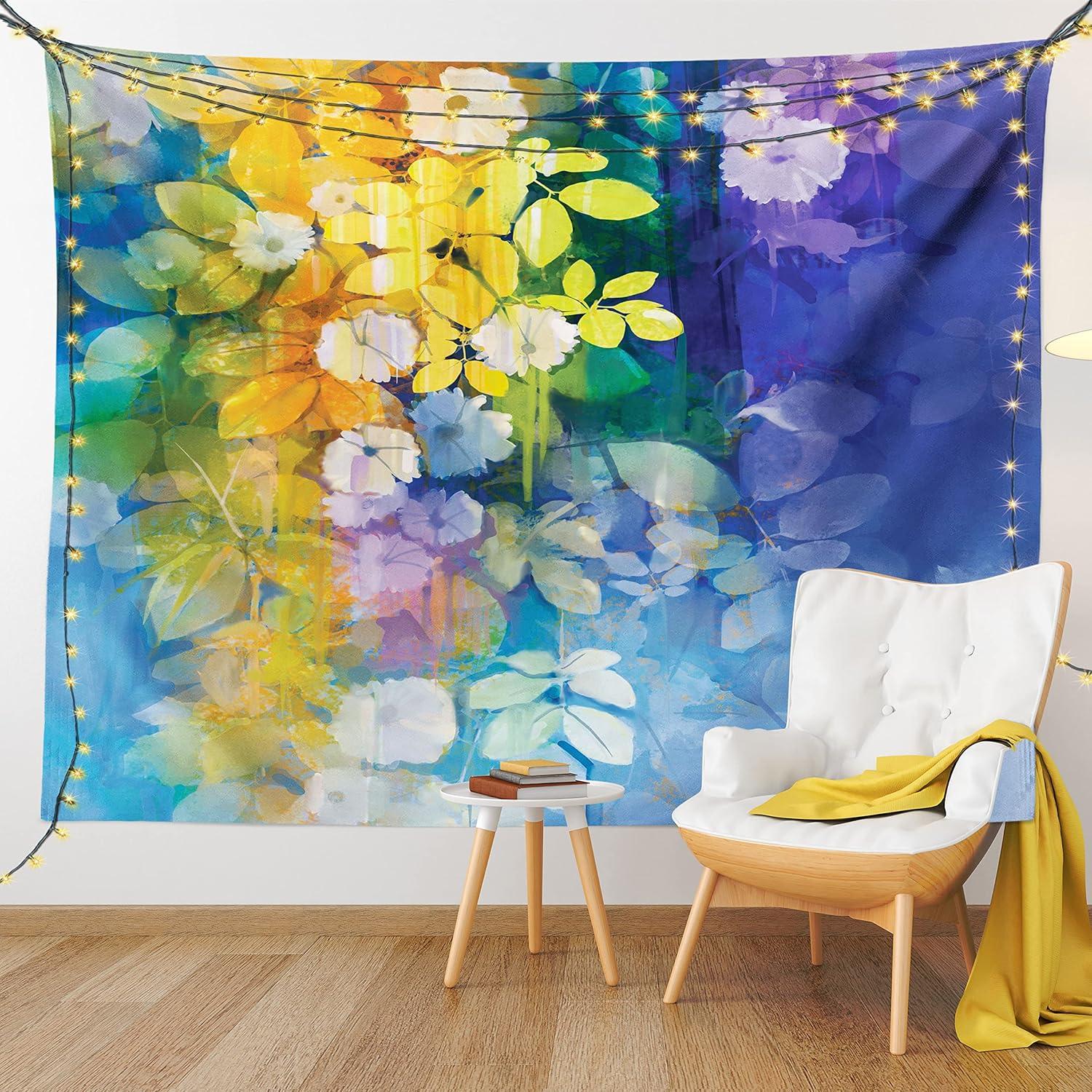 imageAmbesonne Forest Tapestry Mystic Dark Fog Atmosphere Deep in The Forest Woodland Nobody Silence Image Wide Wall Hanging for Bedroom Living Room Dorm 60 X 40 Brown Orange GreenYellow Blue