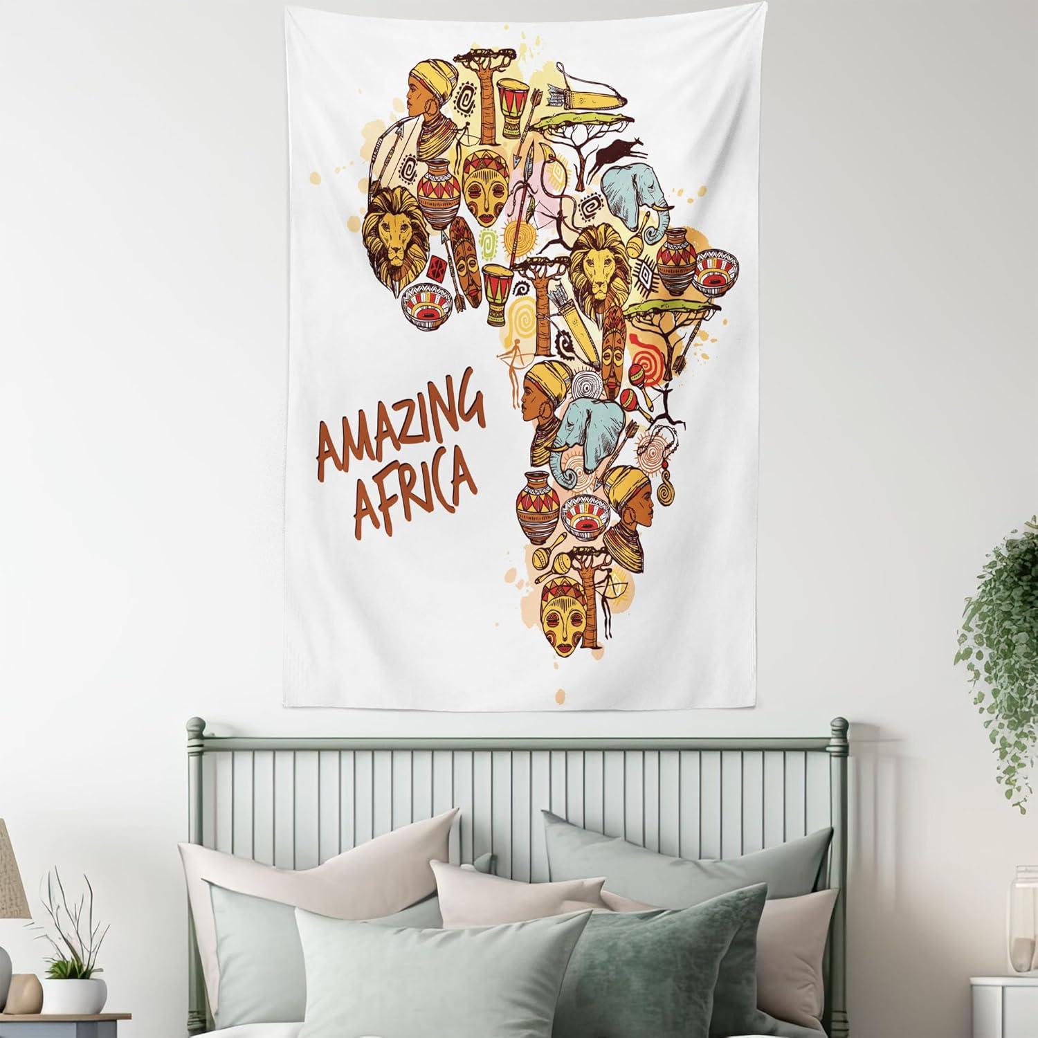 imageAmbesonne Forest Tapestry Mystic Dark Fog Atmosphere Deep in The Forest Woodland Nobody Silence Image Wide Wall Hanging for Bedroom Living Room Dorm 60 X 40 Brown Orange GreenCinnamon Yellow