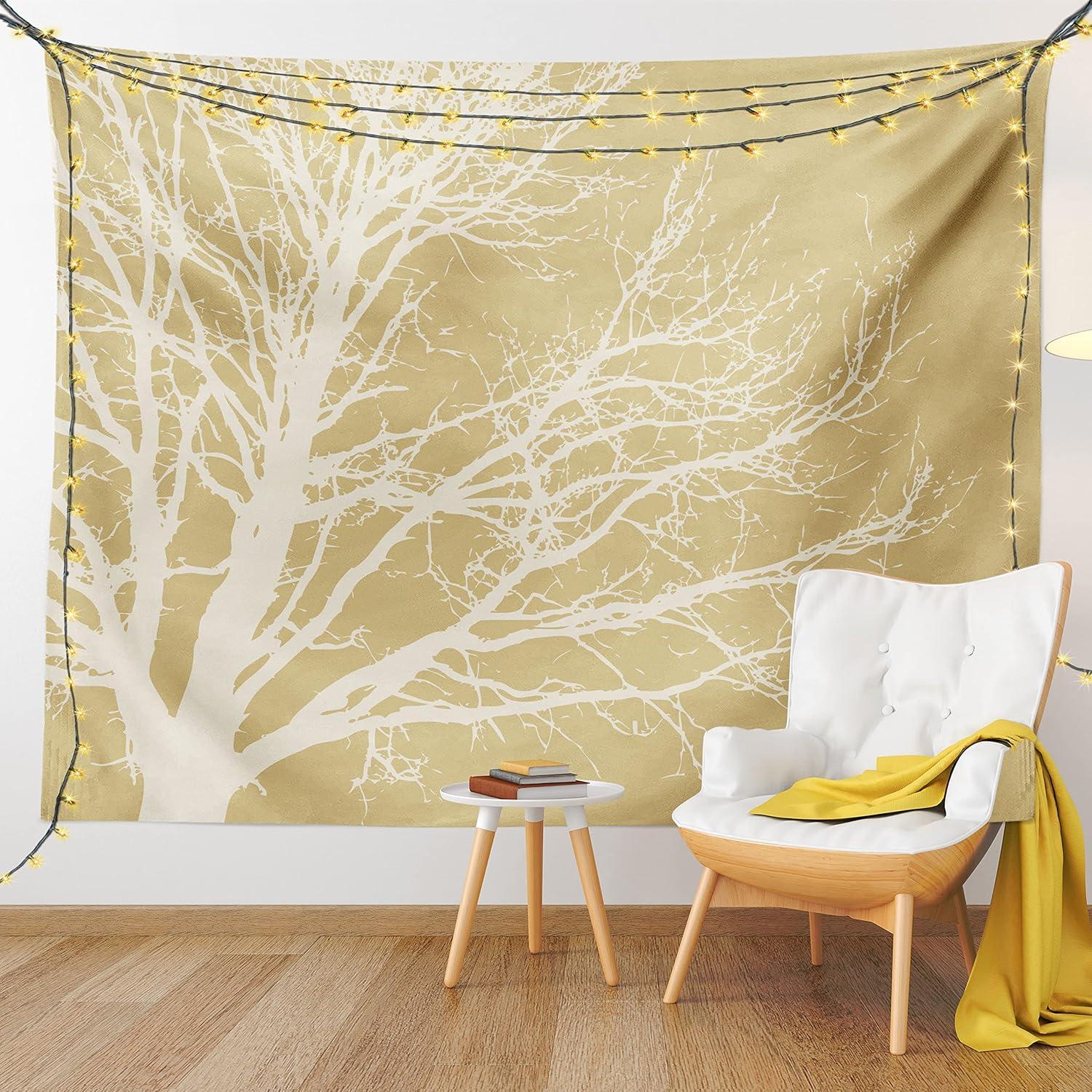 imageAmbesonne Forest Tapestry Mystic Dark Fog Atmosphere Deep in The Forest Woodland Nobody Silence Image Wide Wall Hanging for Bedroom Living Room Dorm 60 X 40 Brown Orange GreenCream Tan