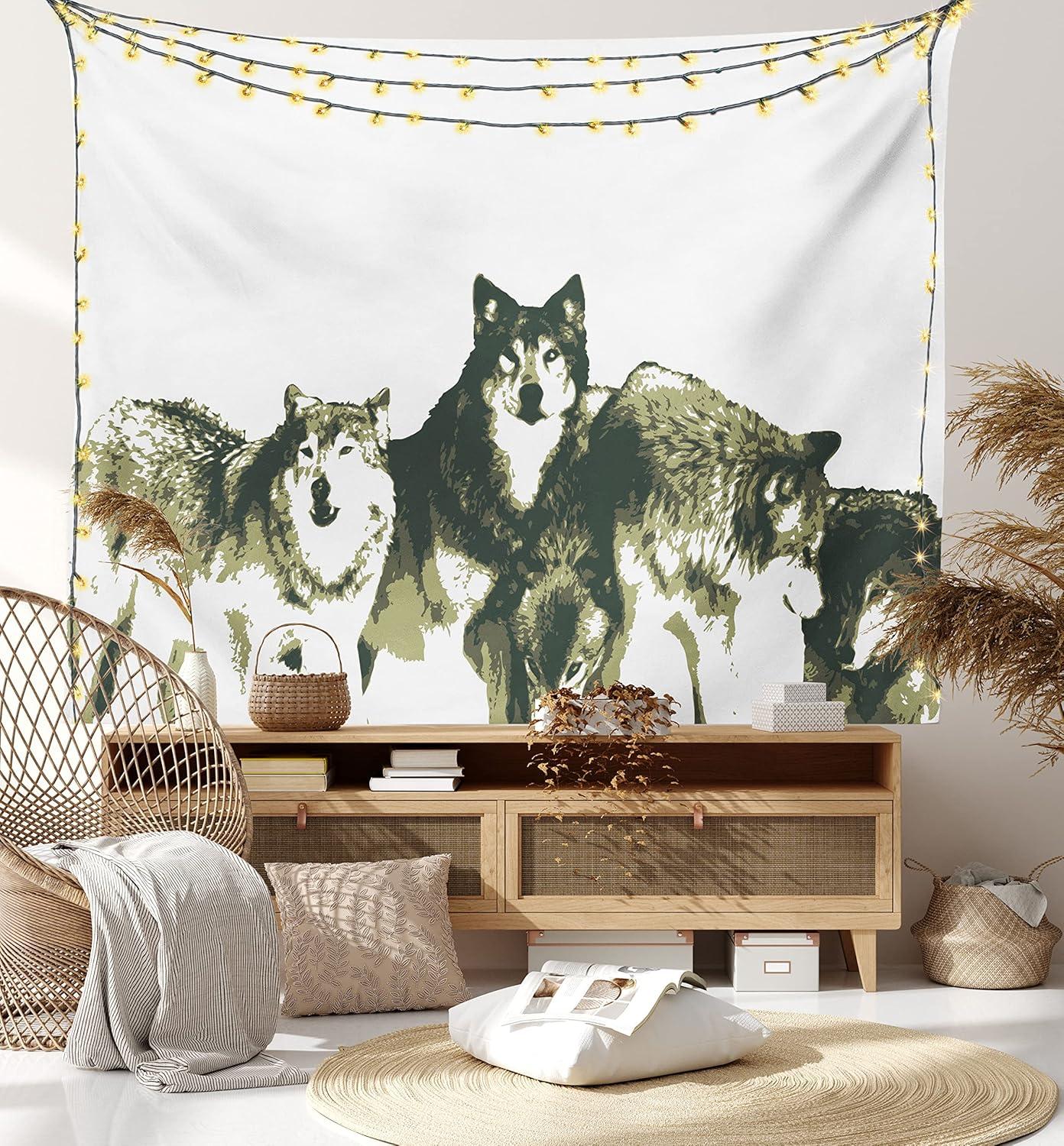 imageAmbesonne Forest Tapestry Mystic Dark Fog Atmosphere Deep in The Forest Woodland Nobody Silence Image Wide Wall Hanging for Bedroom Living Room Dorm 60 X 40 Brown Orange GreenBeige Black