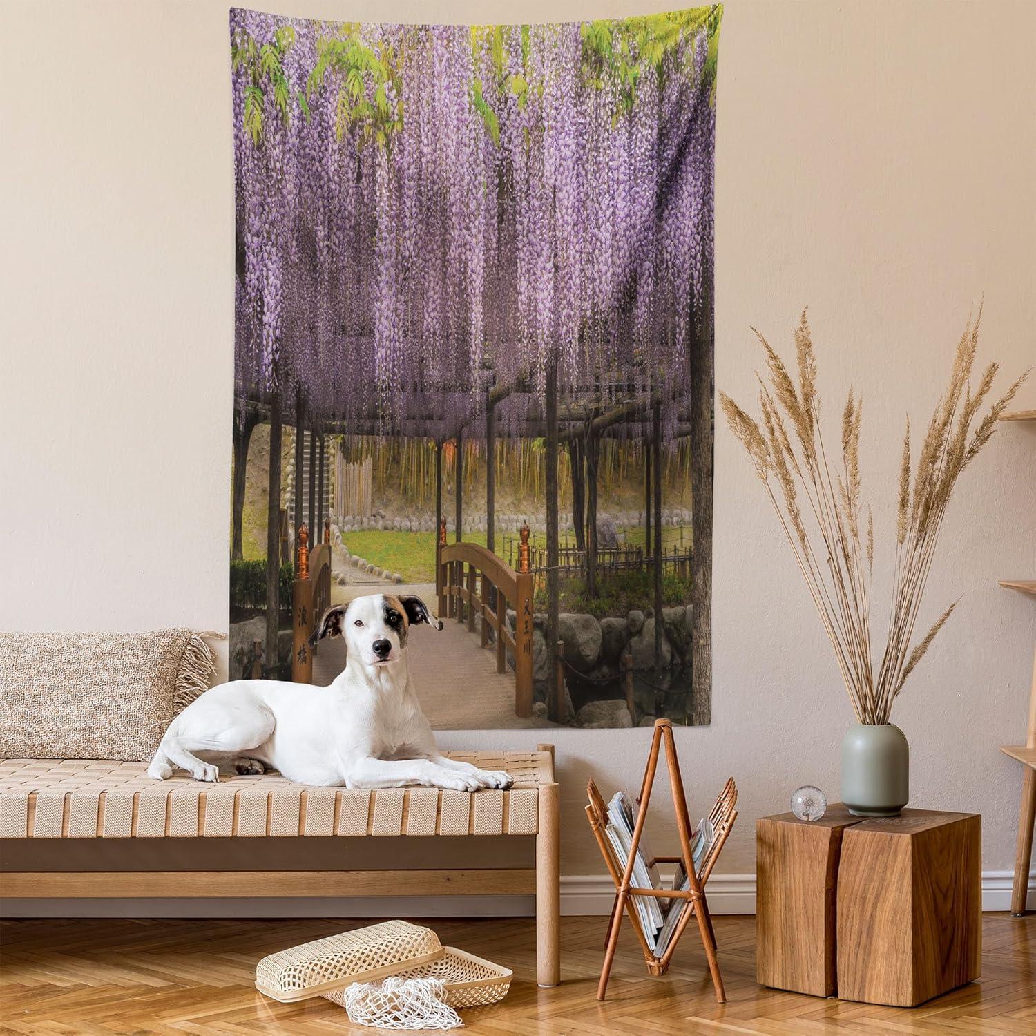 imageAmbesonne Forest Tapestry Mystic Dark Fog Atmosphere Deep in The Forest Woodland Nobody Silence Image Wide Wall Hanging for Bedroom Living Room Dorm 60 X 40 Brown Orange GreenPurple Brown