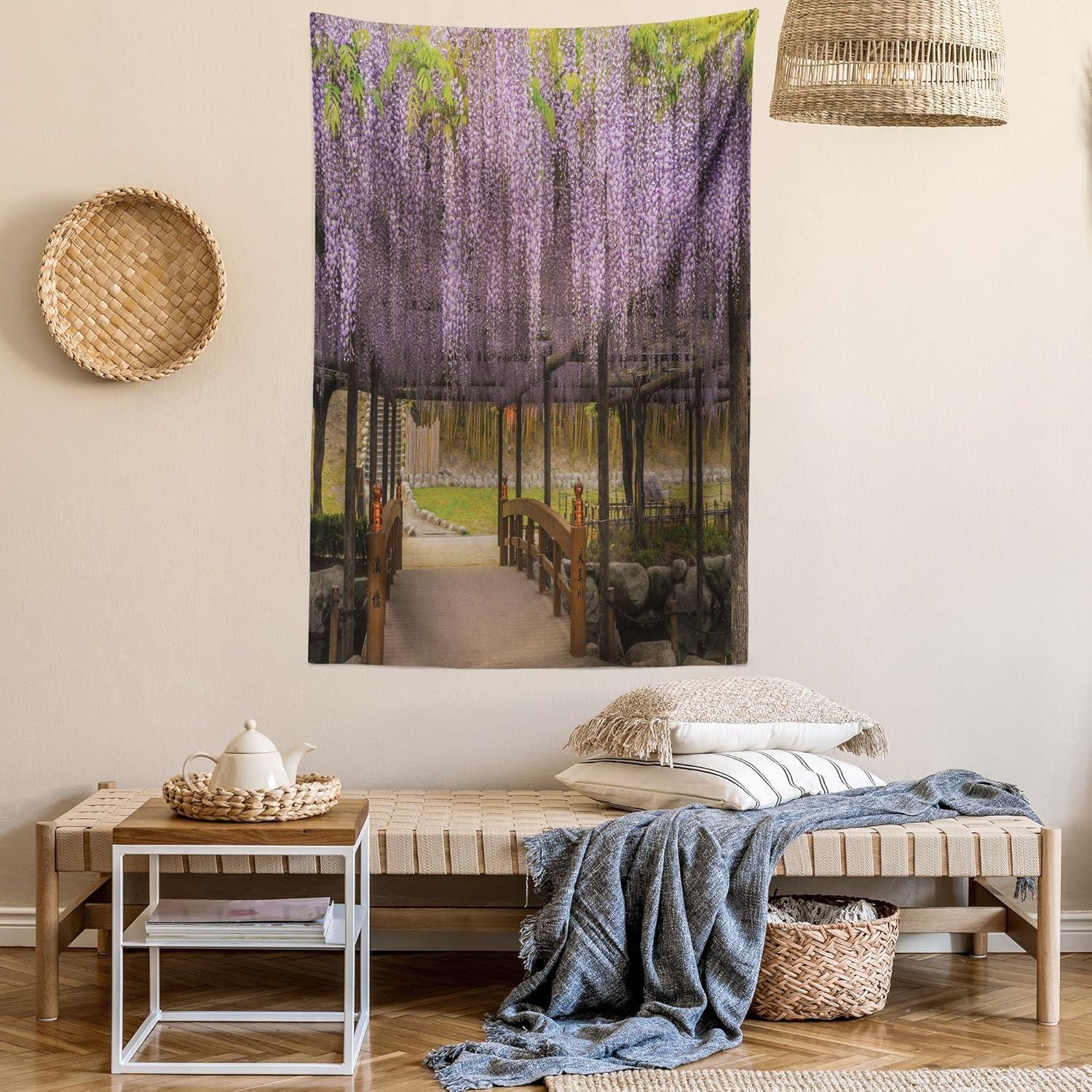 imageAmbesonne Forest Tapestry Mystic Dark Fog Atmosphere Deep in The Forest Woodland Nobody Silence Image Wide Wall Hanging for Bedroom Living Room Dorm 60 X 40 Brown Orange GreenPurple Brown
