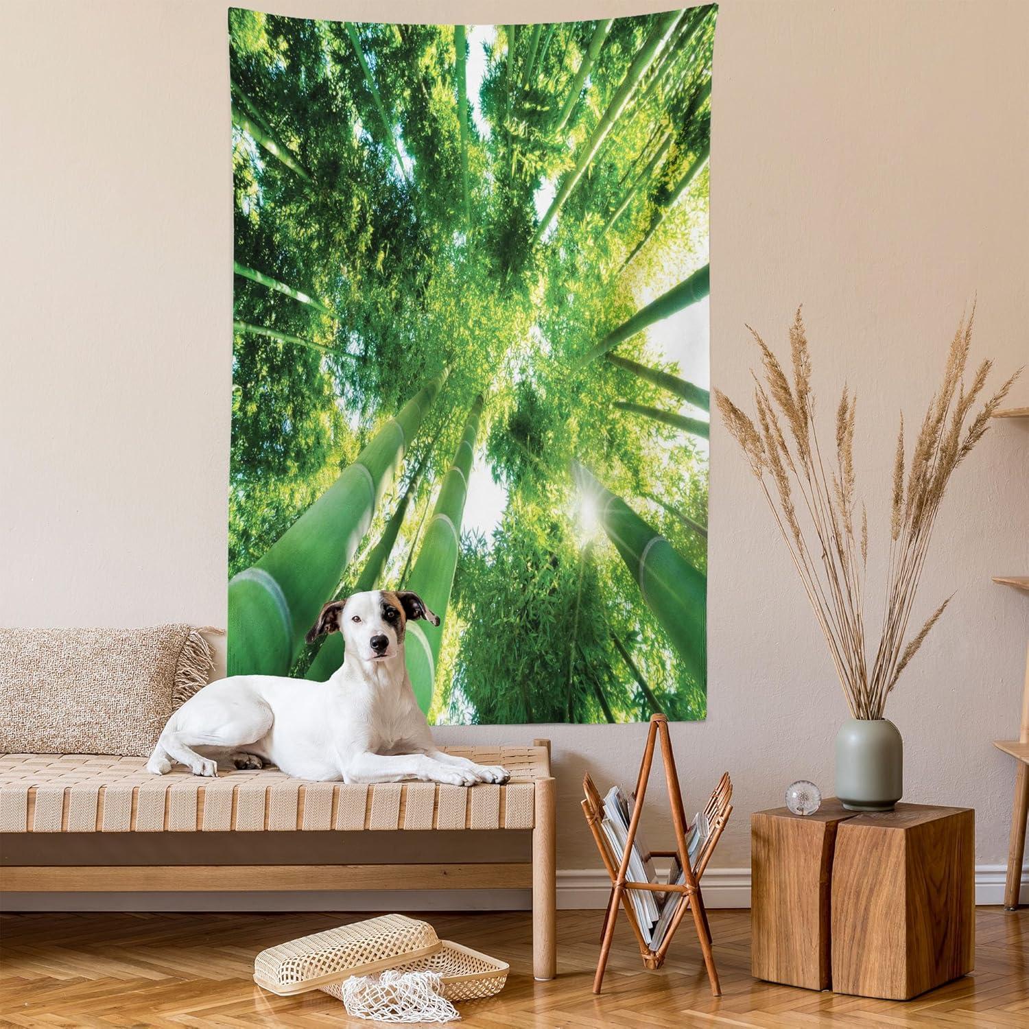 imageAmbesonne Forest Tapestry Mystic Dark Fog Atmosphere Deep in The Forest Woodland Nobody Silence Image Wide Wall Hanging for Bedroom Living Room Dorm 60 X 40 Brown Orange GreenForest Green
