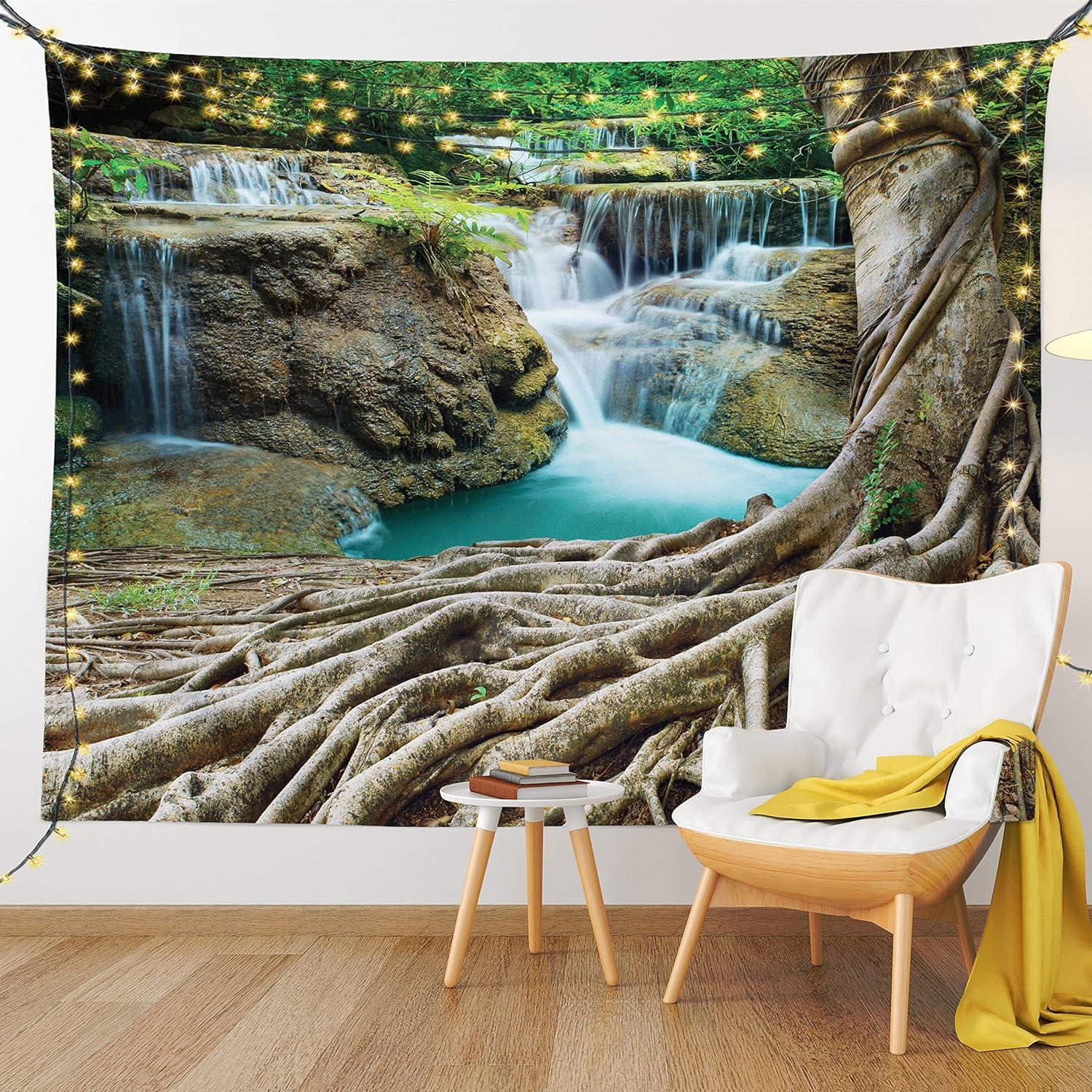 imageAmbesonne Forest Tapestry Mystic Dark Fog Atmosphere Deep in The Forest Woodland Nobody Silence Image Wide Wall Hanging for Bedroom Living Room Dorm 60 X 40 Brown Orange GreenGreen Coffee Brown
