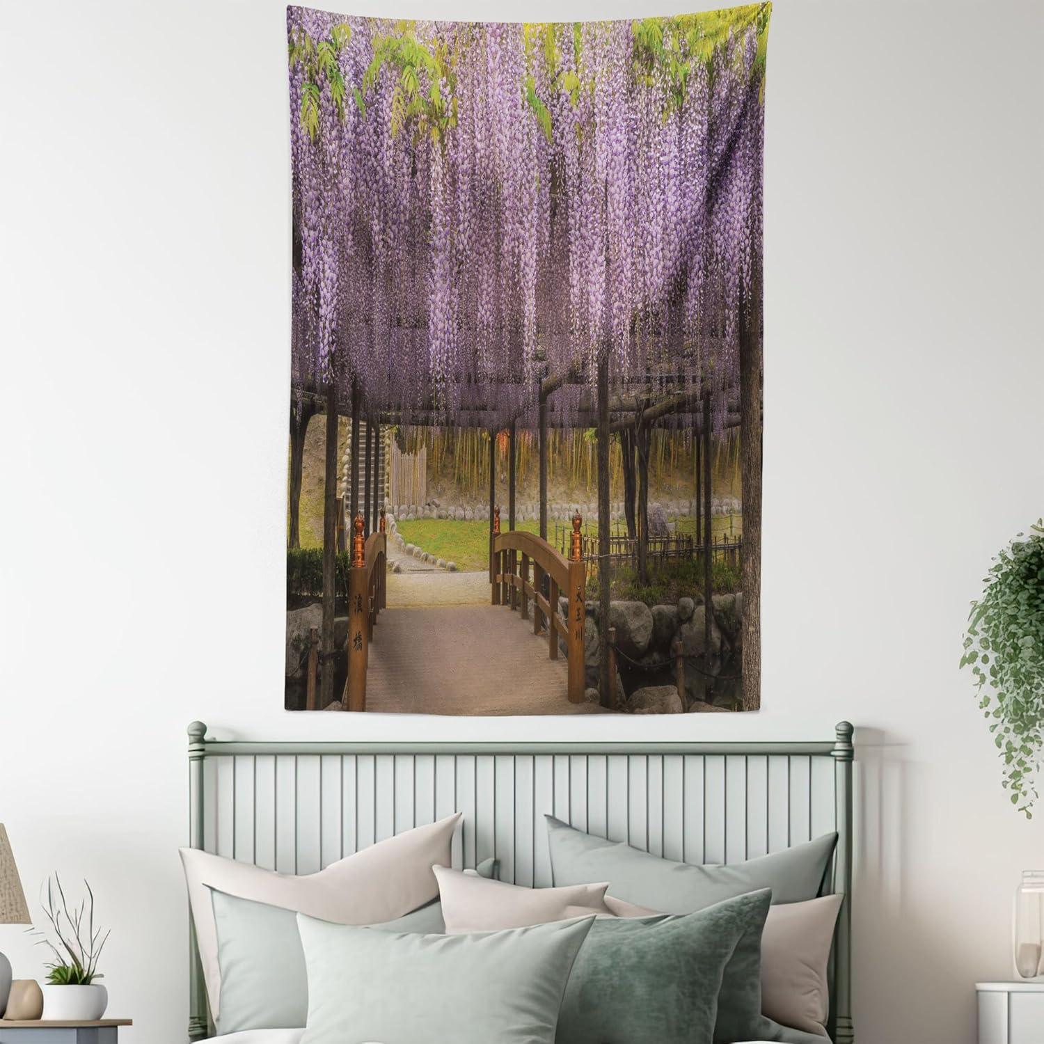 imageAmbesonne Forest Tapestry Mystic Dark Fog Atmosphere Deep in The Forest Woodland Nobody Silence Image Wide Wall Hanging for Bedroom Living Room Dorm 60 X 40 Brown Orange GreenPurple Brown