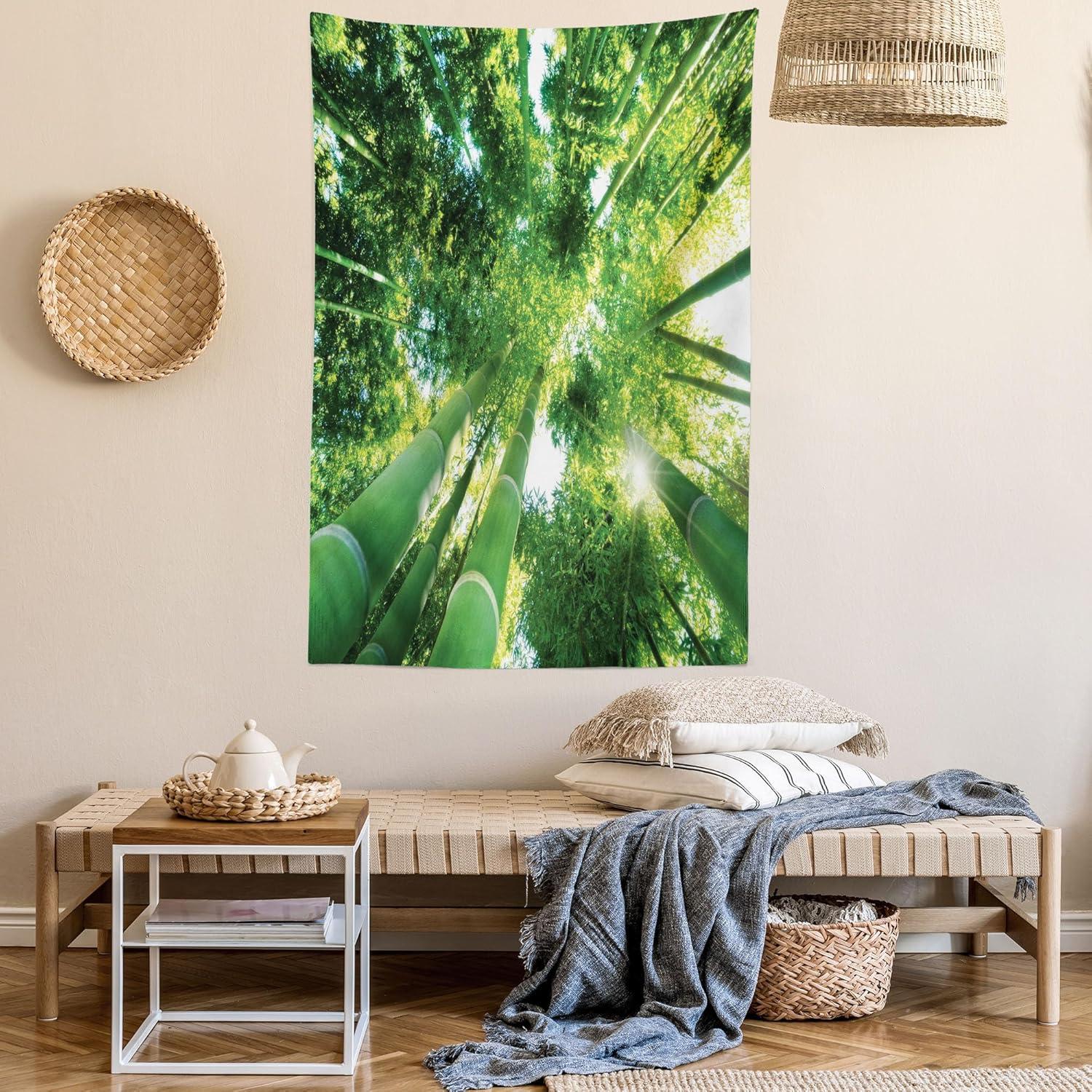 imageAmbesonne Forest Tapestry Mystic Dark Fog Atmosphere Deep in The Forest Woodland Nobody Silence Image Wide Wall Hanging for Bedroom Living Room Dorm 60 X 40 Brown Orange GreenForest Green
