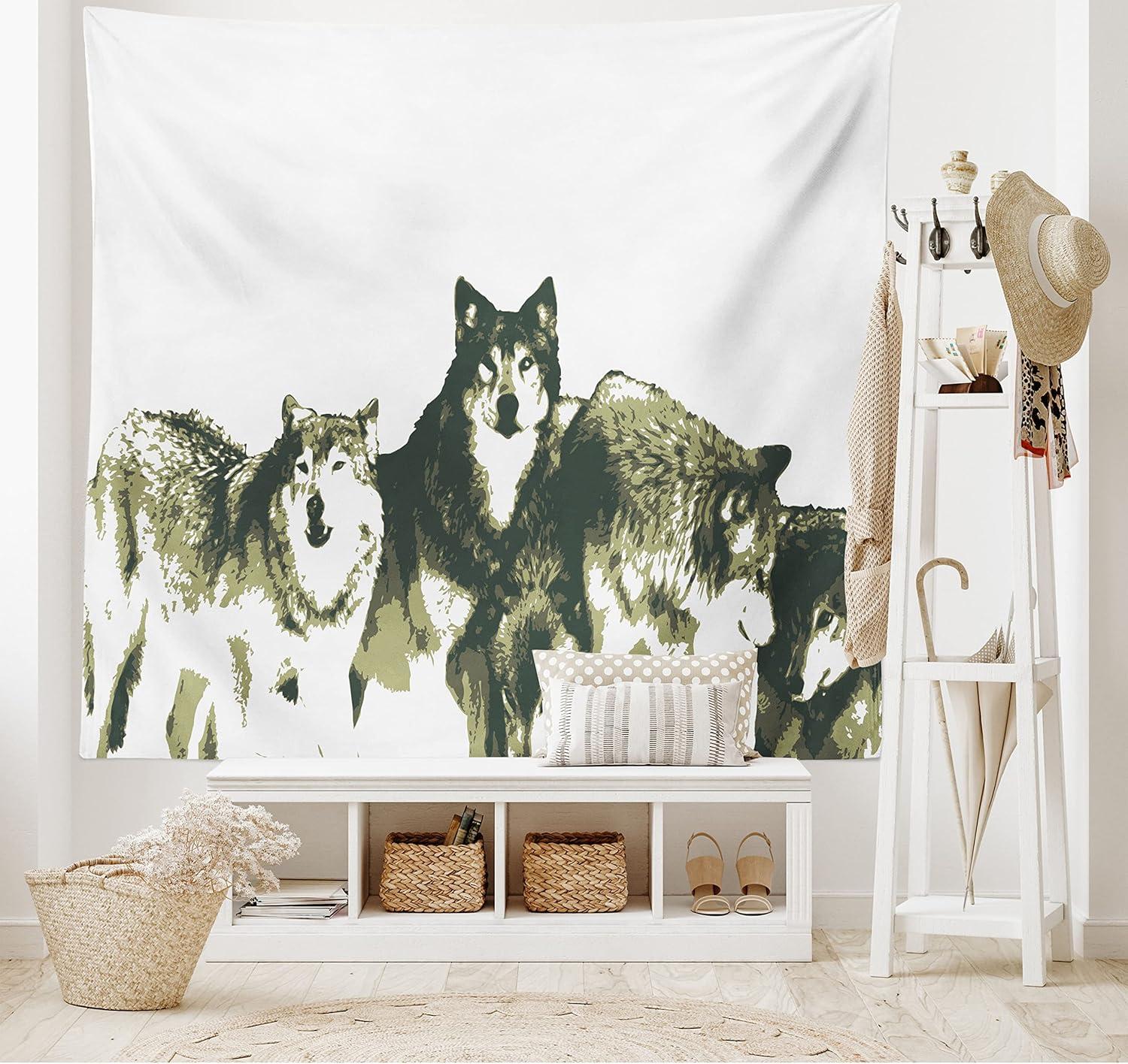 imageAmbesonne Forest Tapestry Mystic Dark Fog Atmosphere Deep in The Forest Woodland Nobody Silence Image Wide Wall Hanging for Bedroom Living Room Dorm 60 X 40 Brown Orange GreenBeige Black