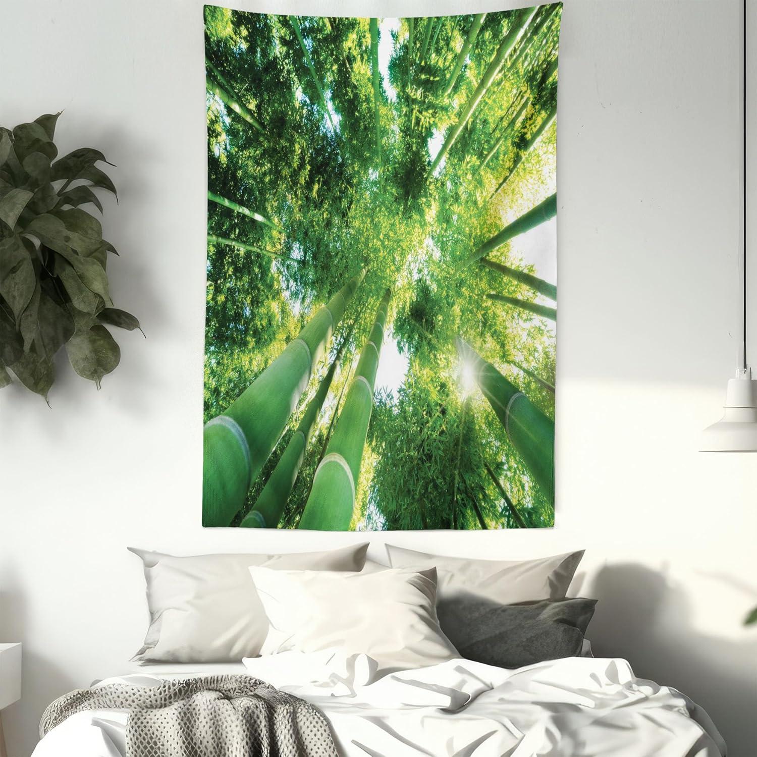 imageAmbesonne Forest Tapestry Mystic Dark Fog Atmosphere Deep in The Forest Woodland Nobody Silence Image Wide Wall Hanging for Bedroom Living Room Dorm 60 X 40 Brown Orange GreenForest Green